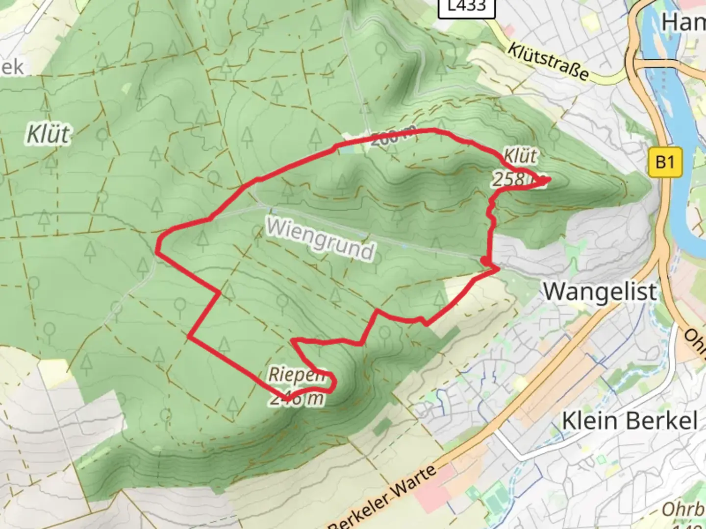 An image depicting the trail Rundweg Finkenborn Rieoen and its surrounding area.
