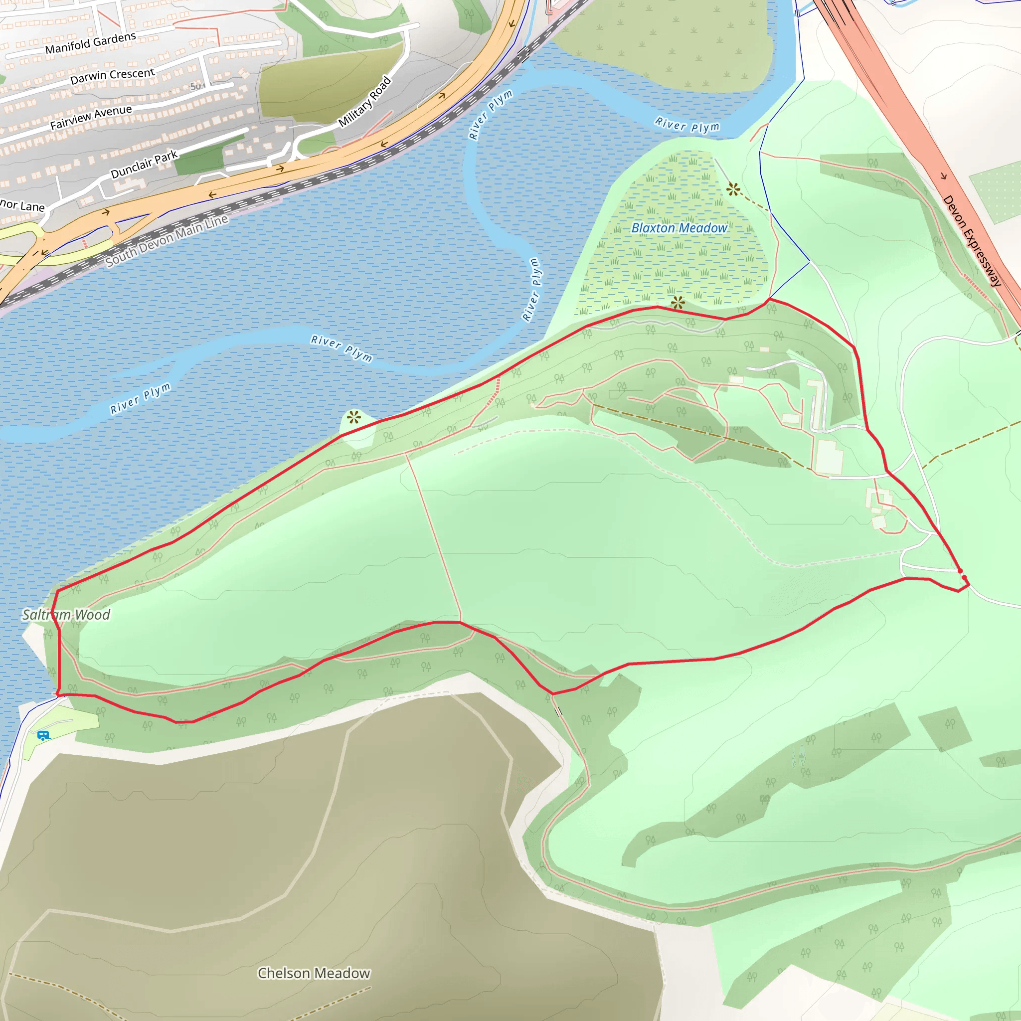 Saltram Wood Loop mobile static map