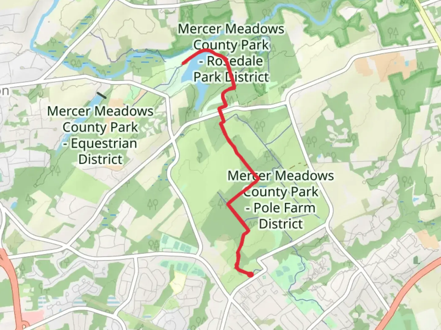 An image depicting the trail Maidenhead Trail and Lawrence Hopewell Trail and its surrounding area.