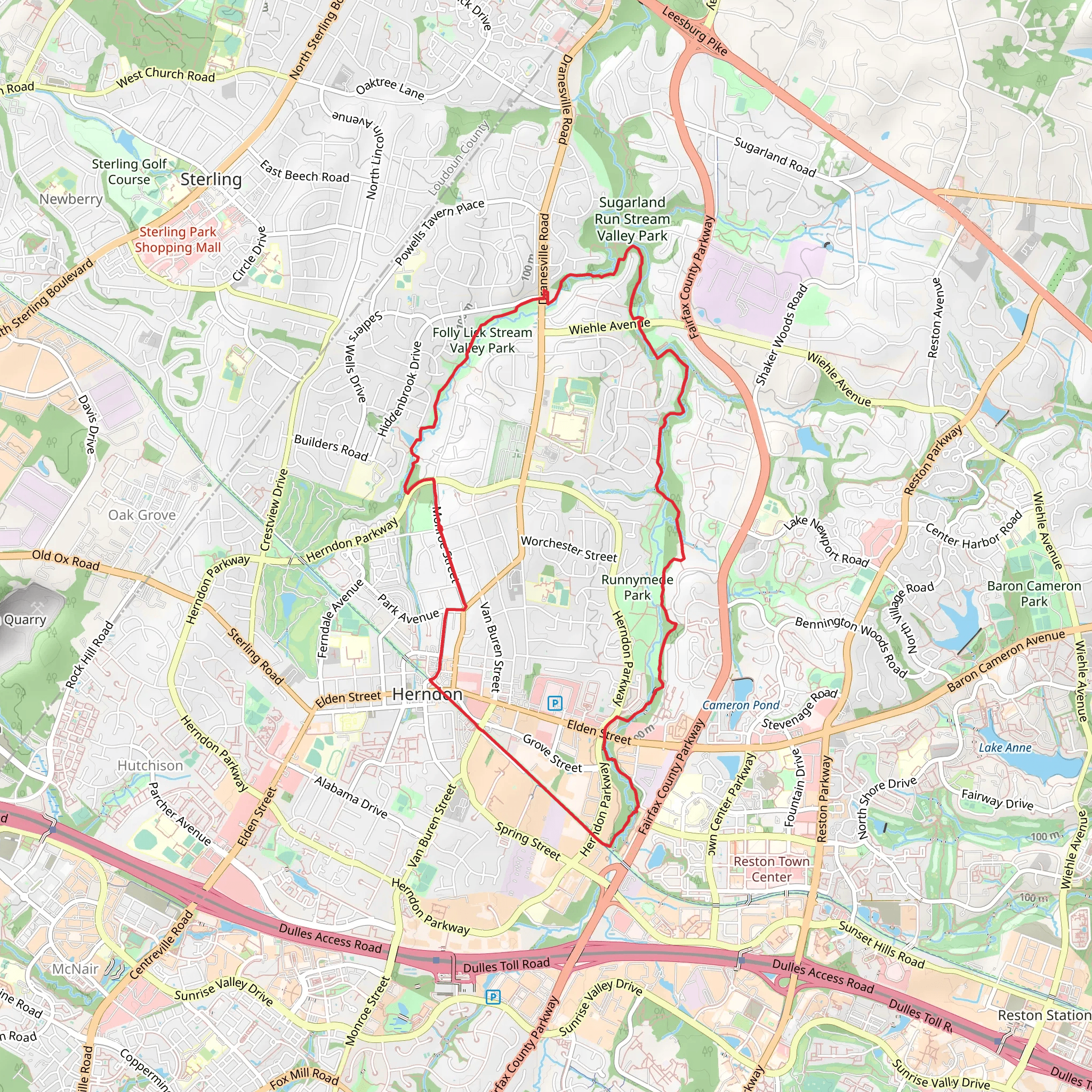 Washington - Old Dominion Trail and Sugarland Run Stream Valley Loop Trail mobile static map