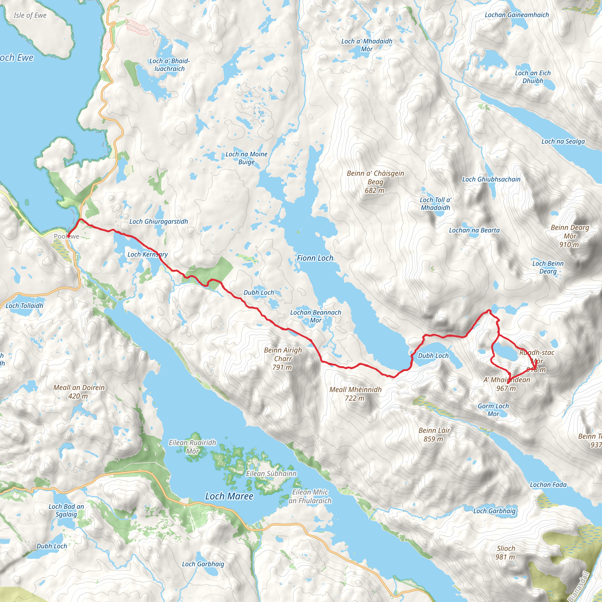 A' Mhaighdean and Fuar Loch Mor Loop from Poolewe mobile static map