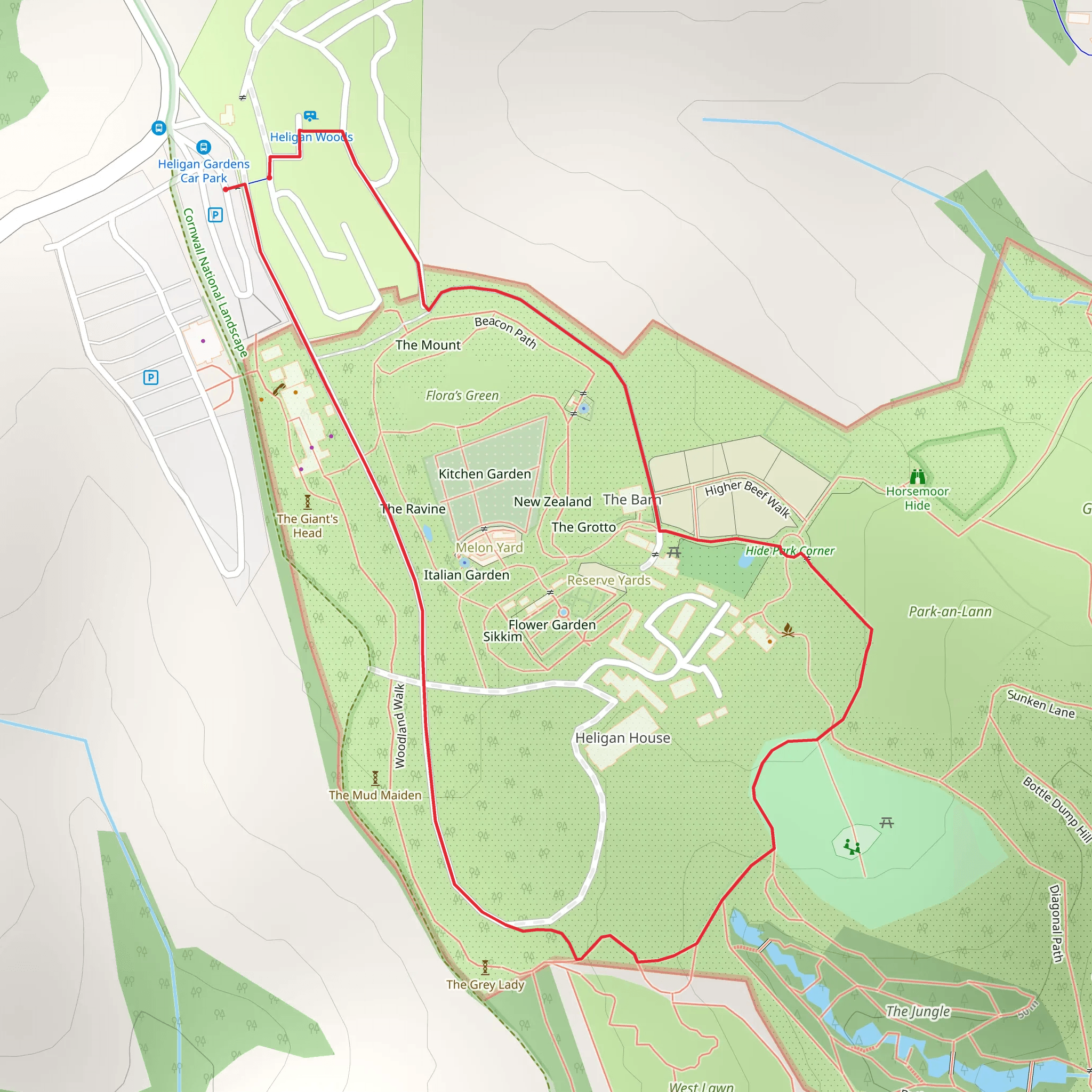 Lost Gardens of Heligan Loop mobile static map
