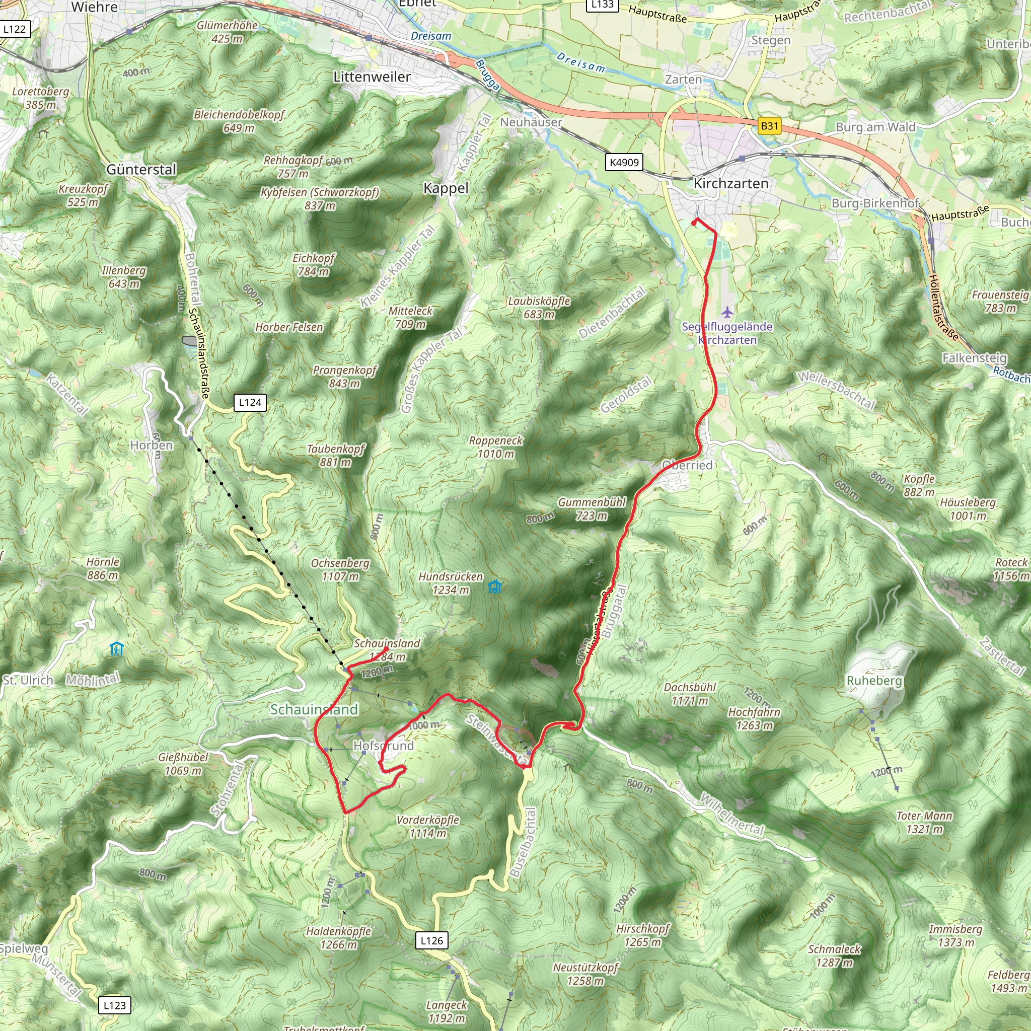 Kirchzarten to Schauinsland Walk mobile static map