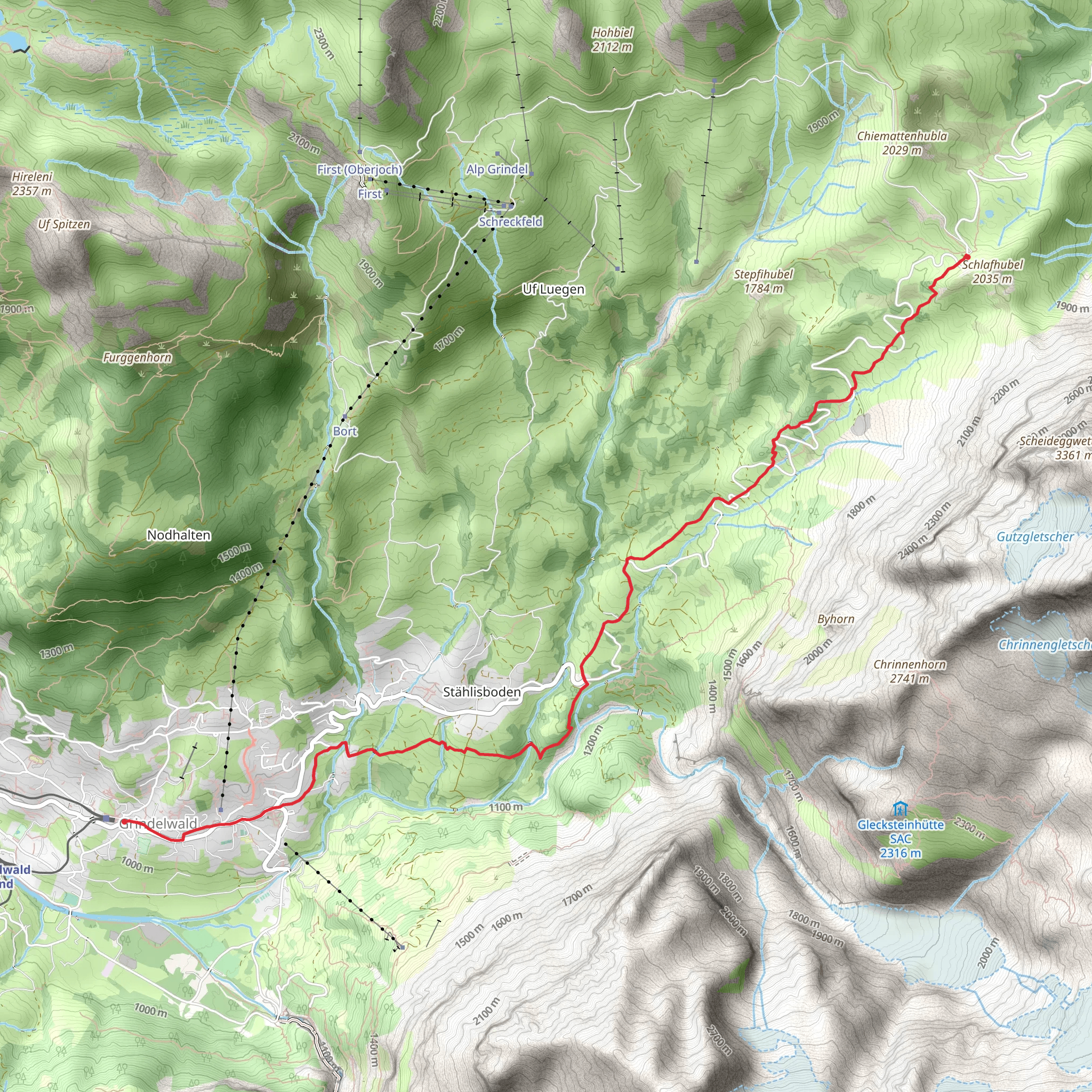 Grindelwald - Unterer Lauchbühl - Grosse Scheidegg No 21 mobile static map
