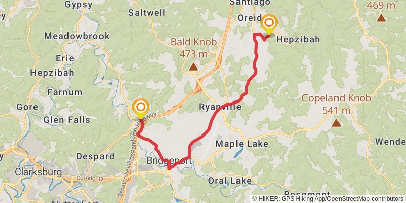American Discovery Trail - West Virginia stage 16 Map