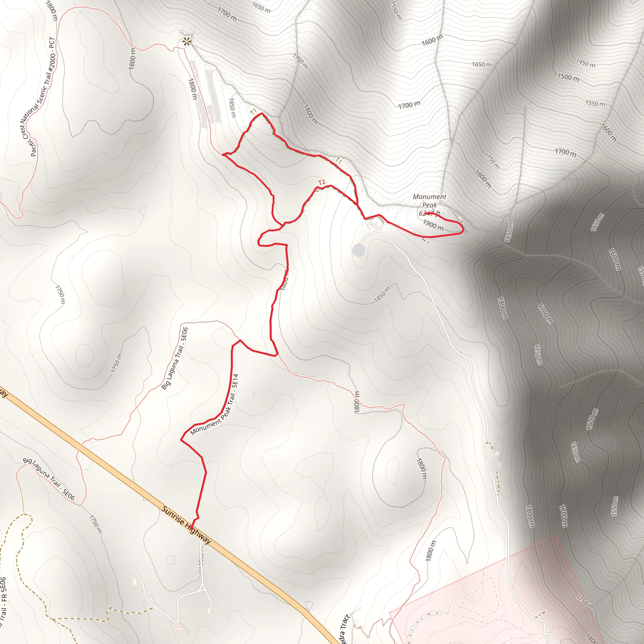 Monument Peak via Pacific Crest National Scenic Trail Loop mobile static map