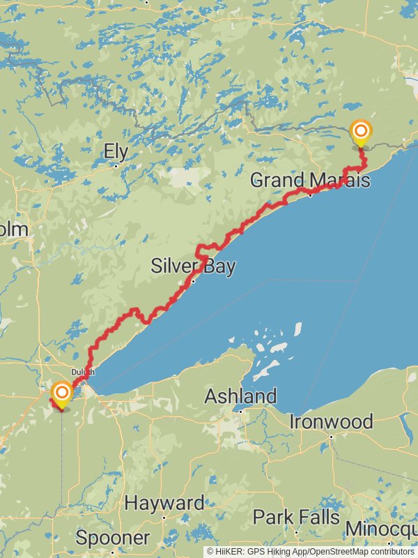 Superior Hiking Trail mobile static map