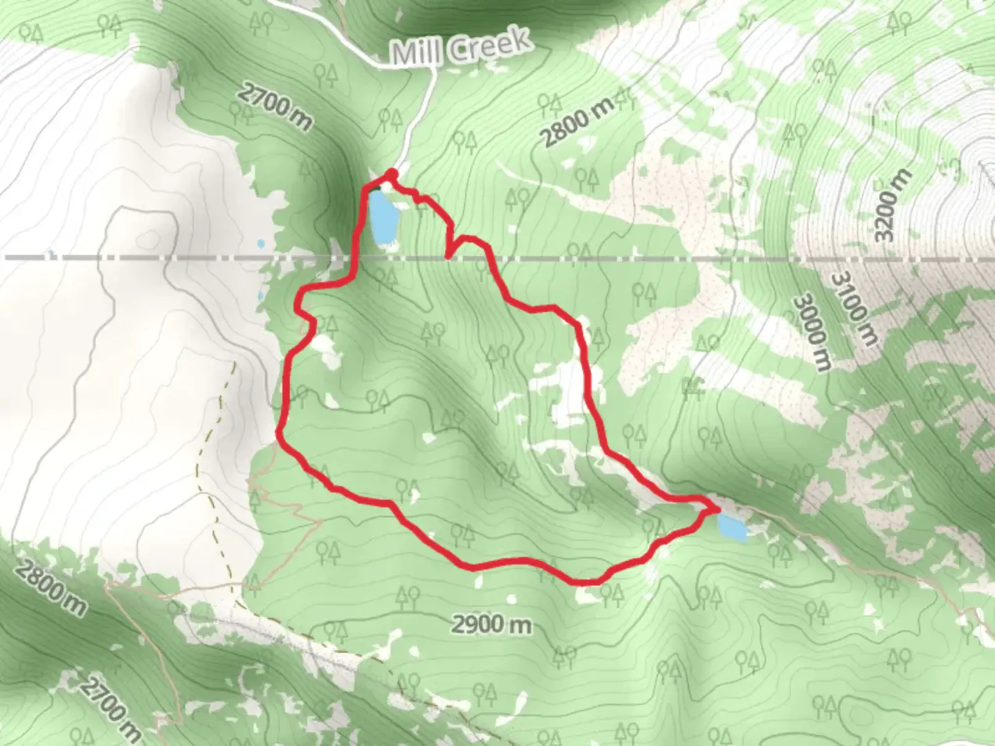 An image depicting the trail Clark Lake Trail and Broken Mesa Trail and its surrounding area.