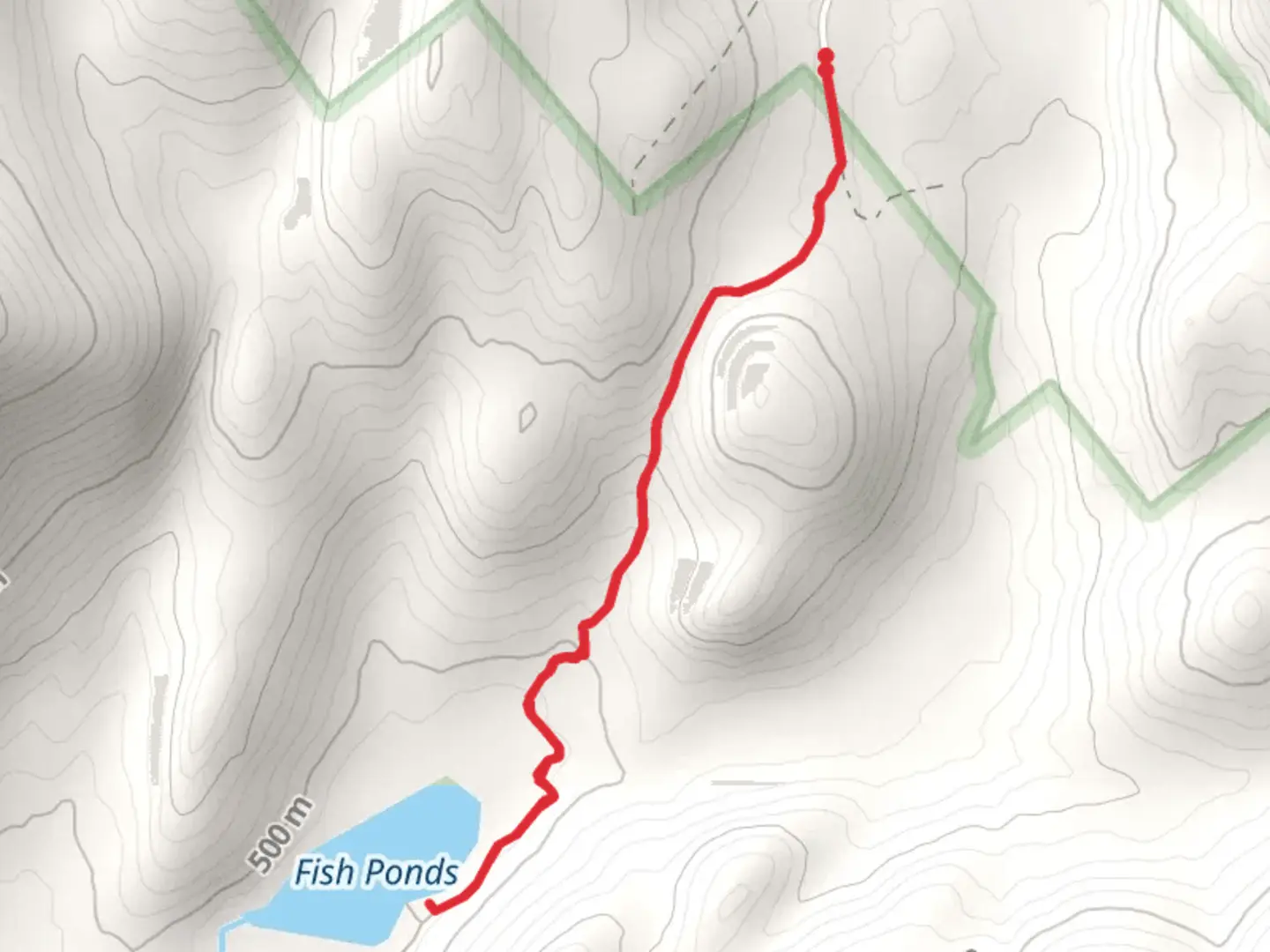 An image depicting the trail Fish Ponds and its surrounding area.