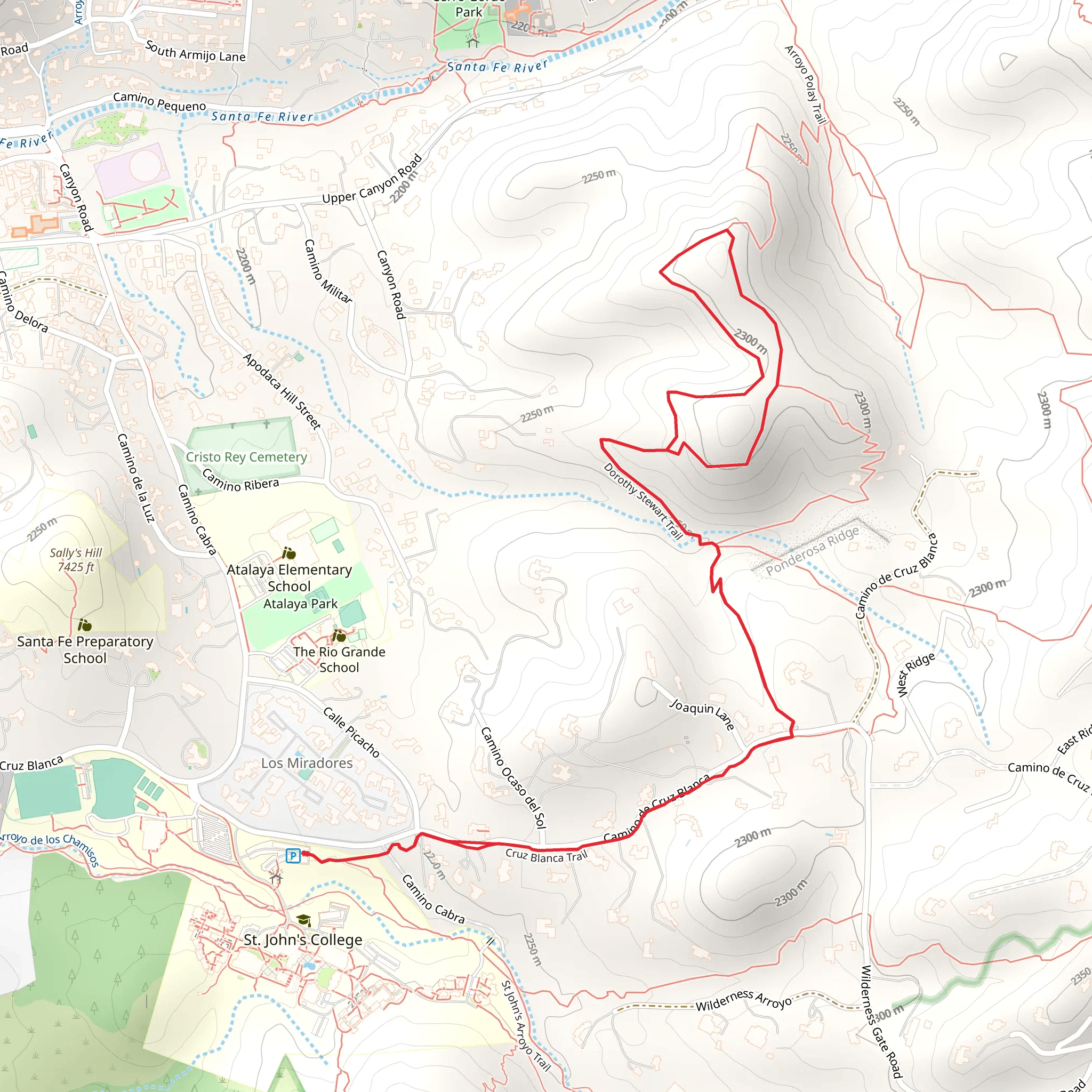 Cruz Blanca and Dorothy Stewart Trail mobile static map