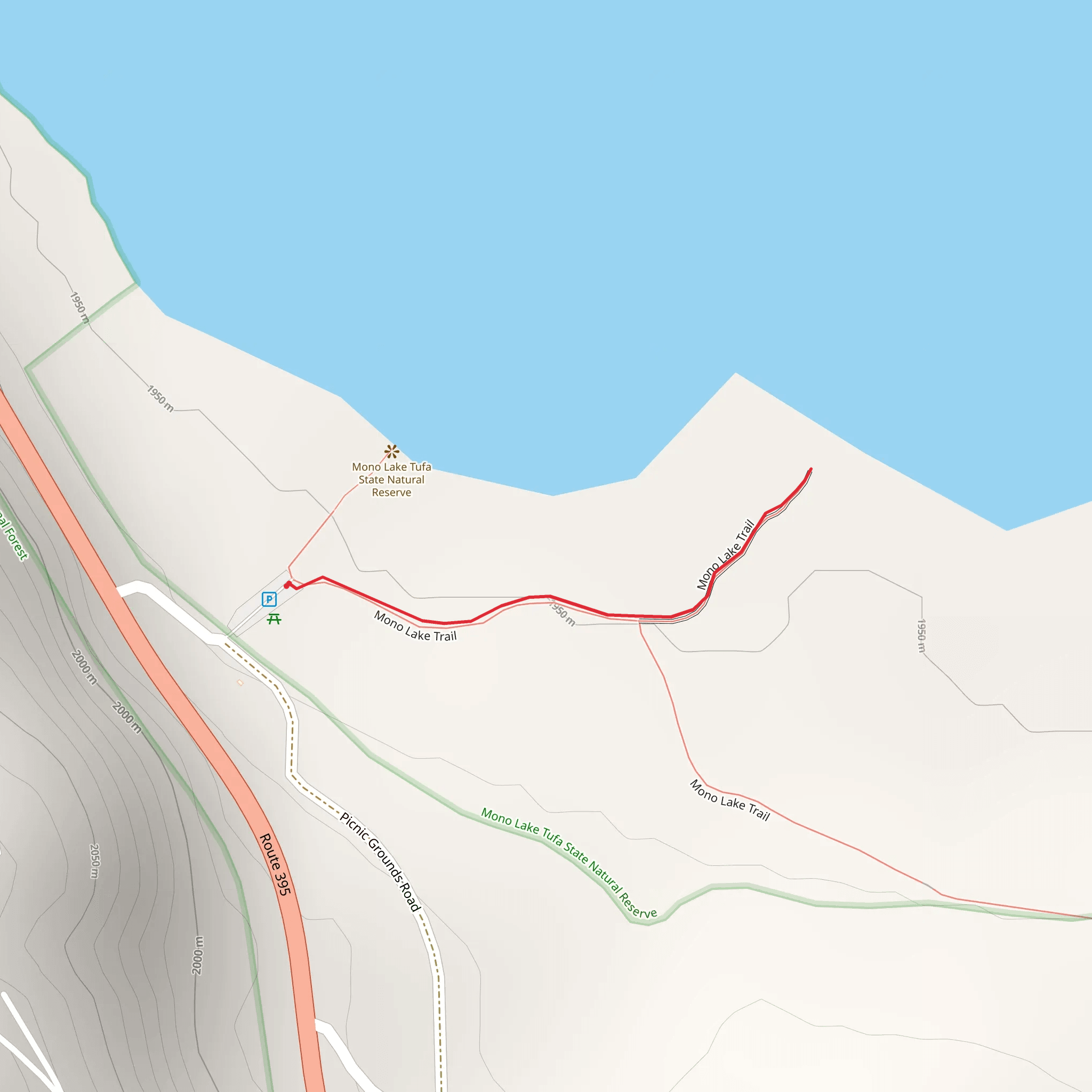 Mono Lake Trail Out and Back mobile static map