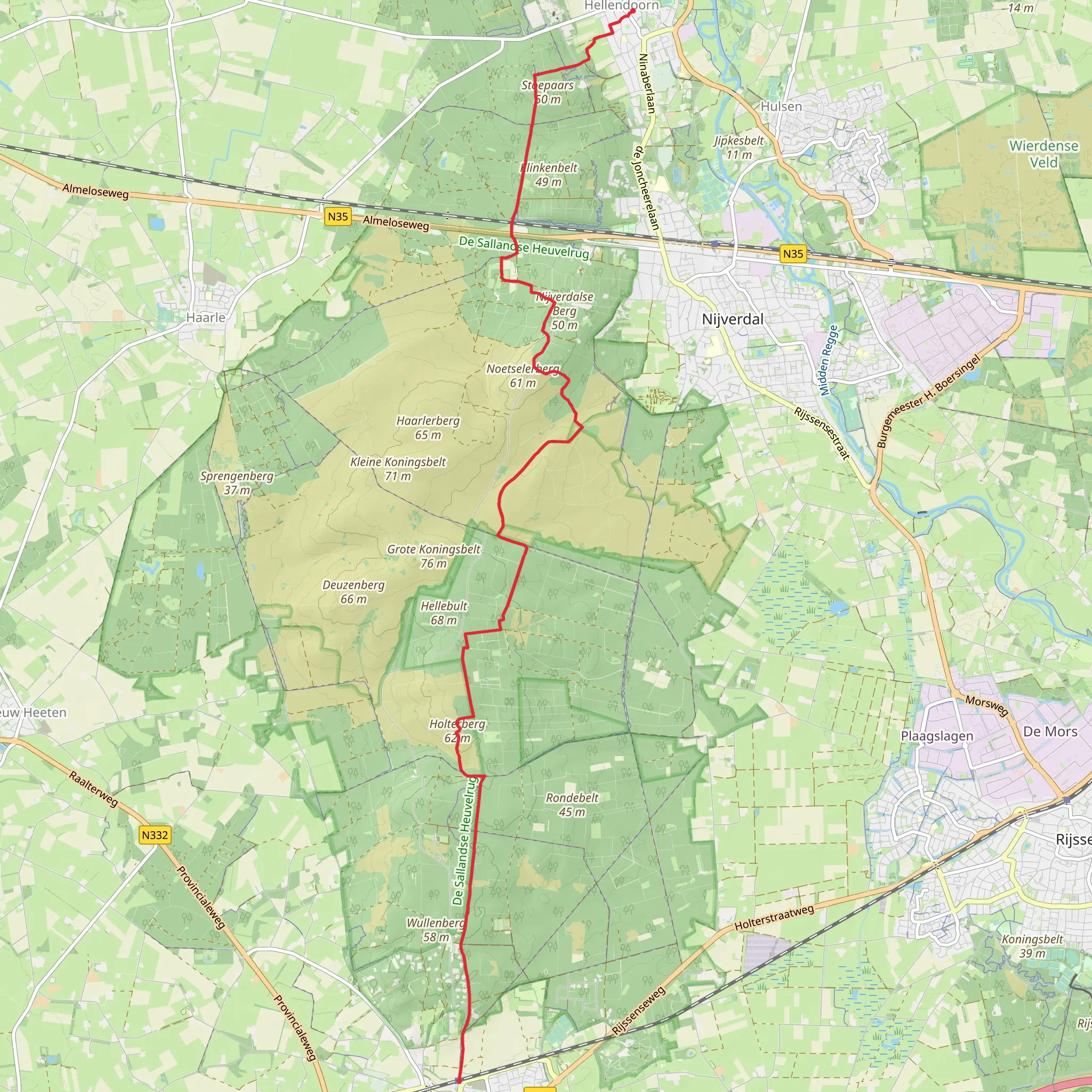 Hellendoorn to Holten via De Kinkenbelt, Noetselerberg and Holterberg mobile static map