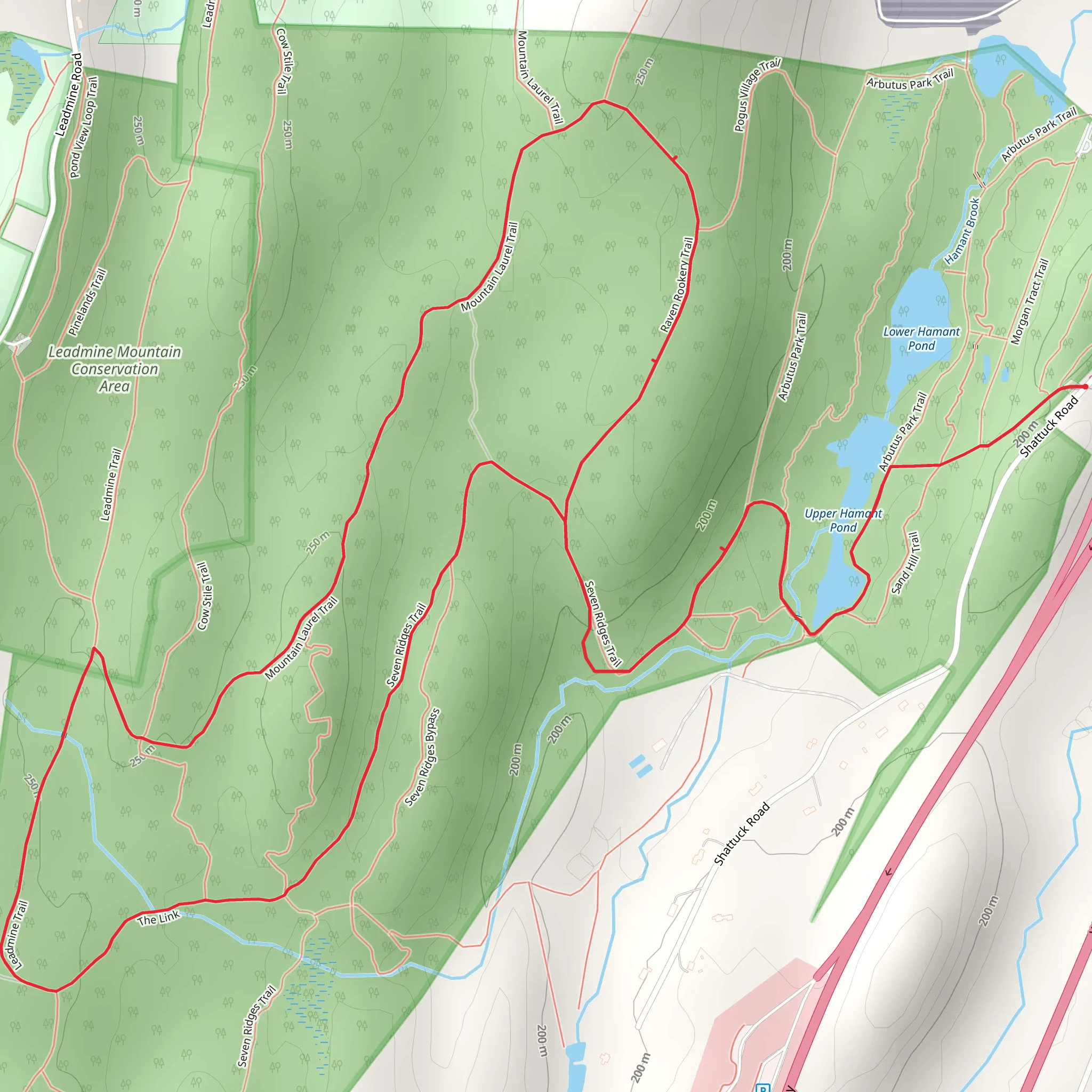 Mountain Laurel Trail Loop via Upper Hamant Pond mobile static map
