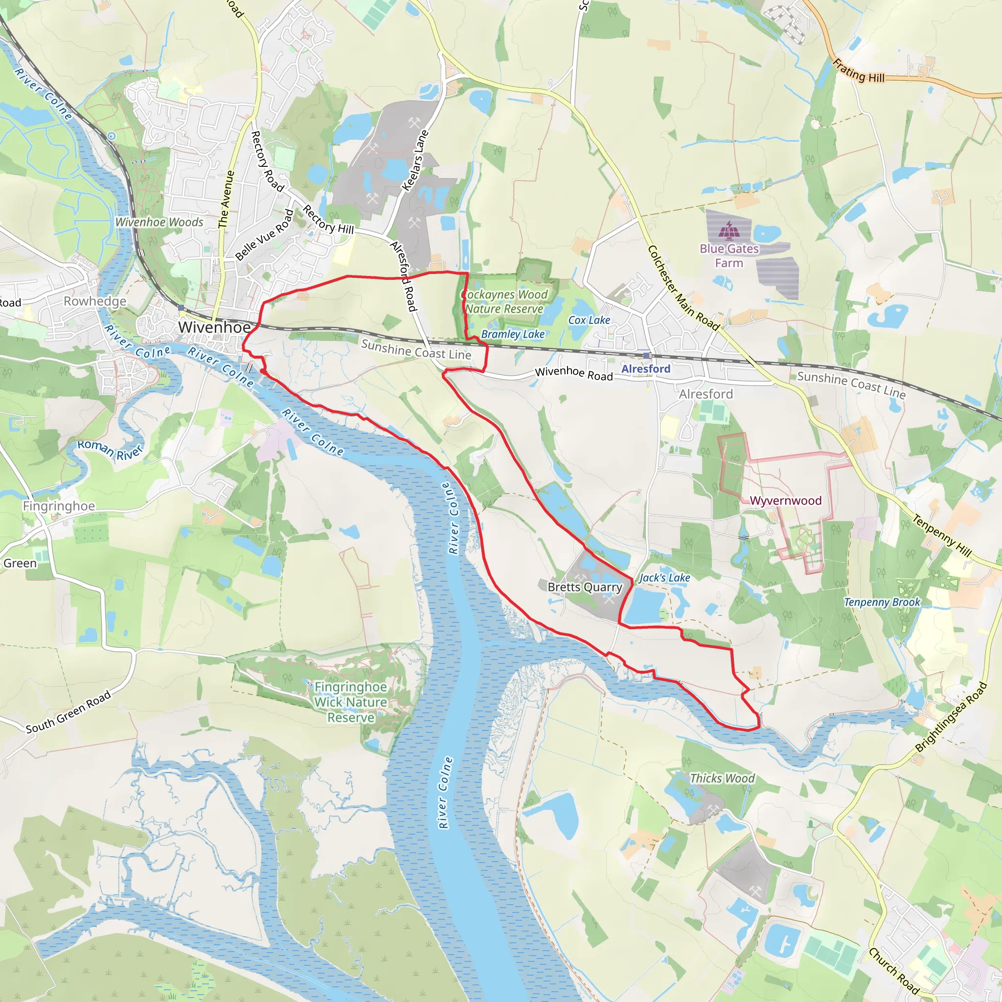 Villa Wood, River Colne and Jerry's Lake Loop mobile static map