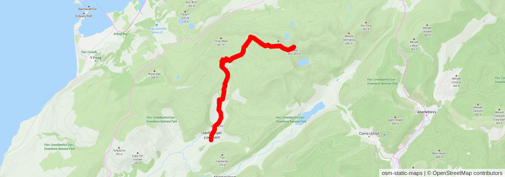 Llanfihangel y Pennant Path to Cader Idris stage 2 Map
