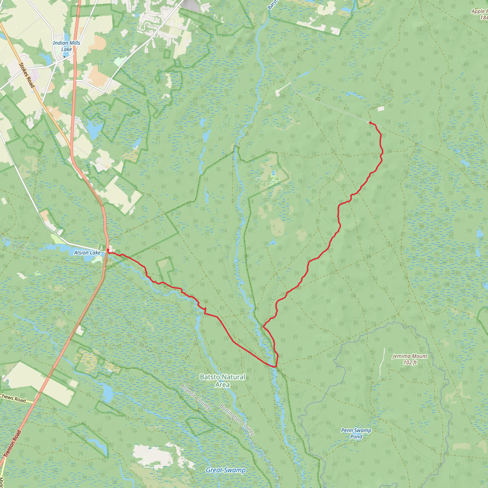 Batona Trail via Carranza Road mobile static map