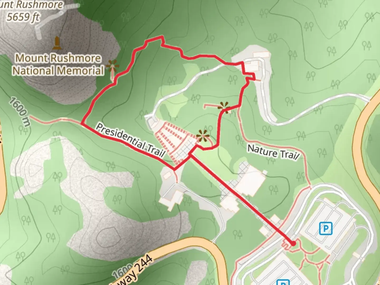 An image depicting the trail Presidential Loop Trail and its surrounding area.