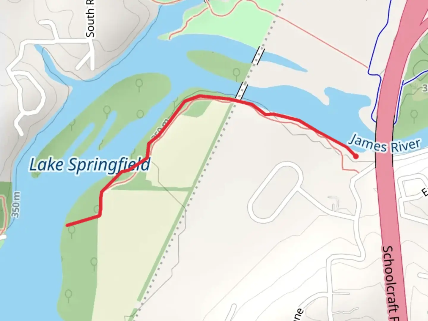An image depicting the trail Ward Branch Greenway Trail of Honor and its surrounding area.