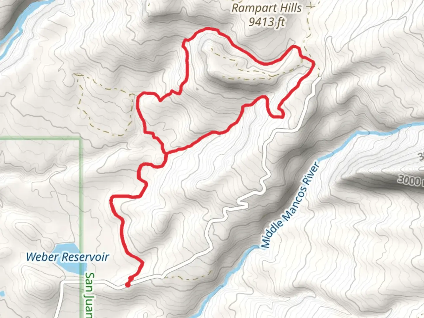 An image depicting the trail Ramparts Loop Trail and its surrounding area.