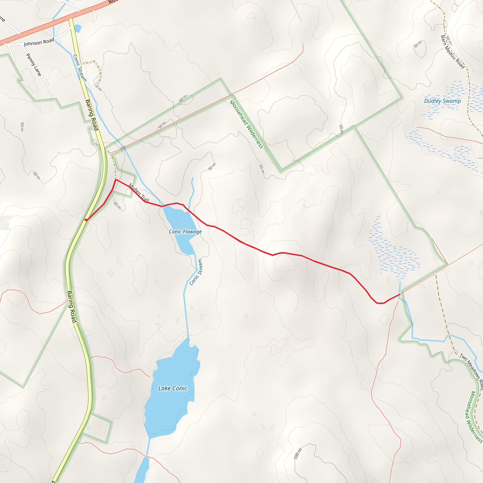 Mullen Trail from Baring Road mobile static map