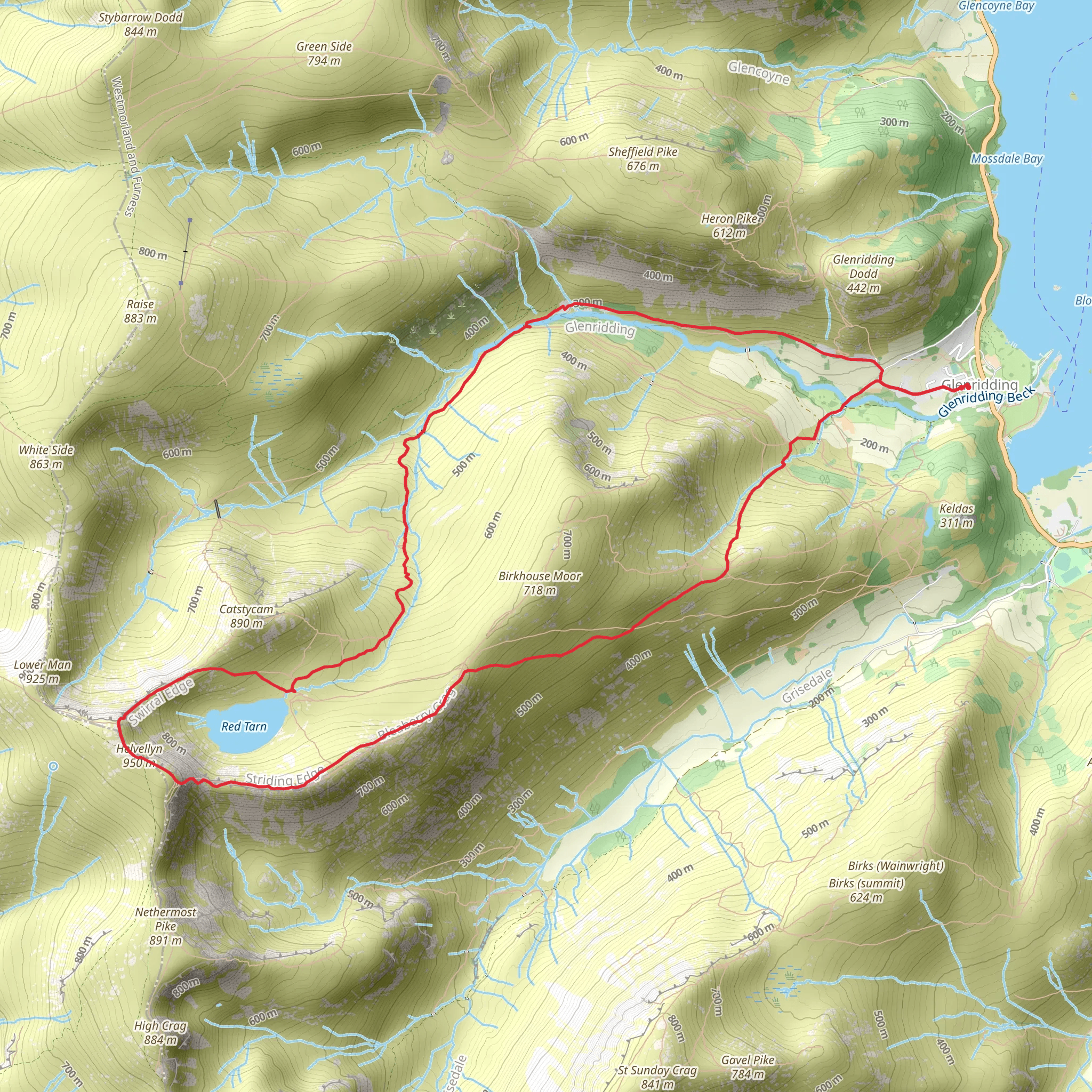 Striding Edges Lake District National Park mobile static map