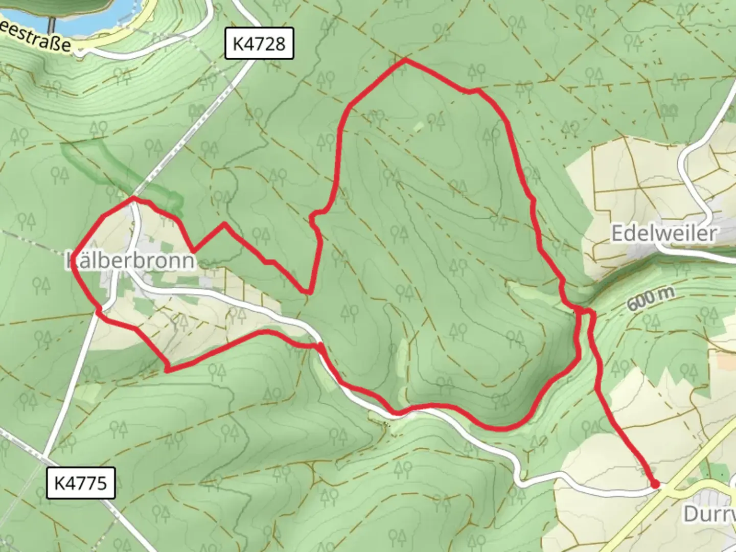 An image depicting the trail Dampfe - Igelsberger Weg and Weiler Wald Loop and its surrounding area.