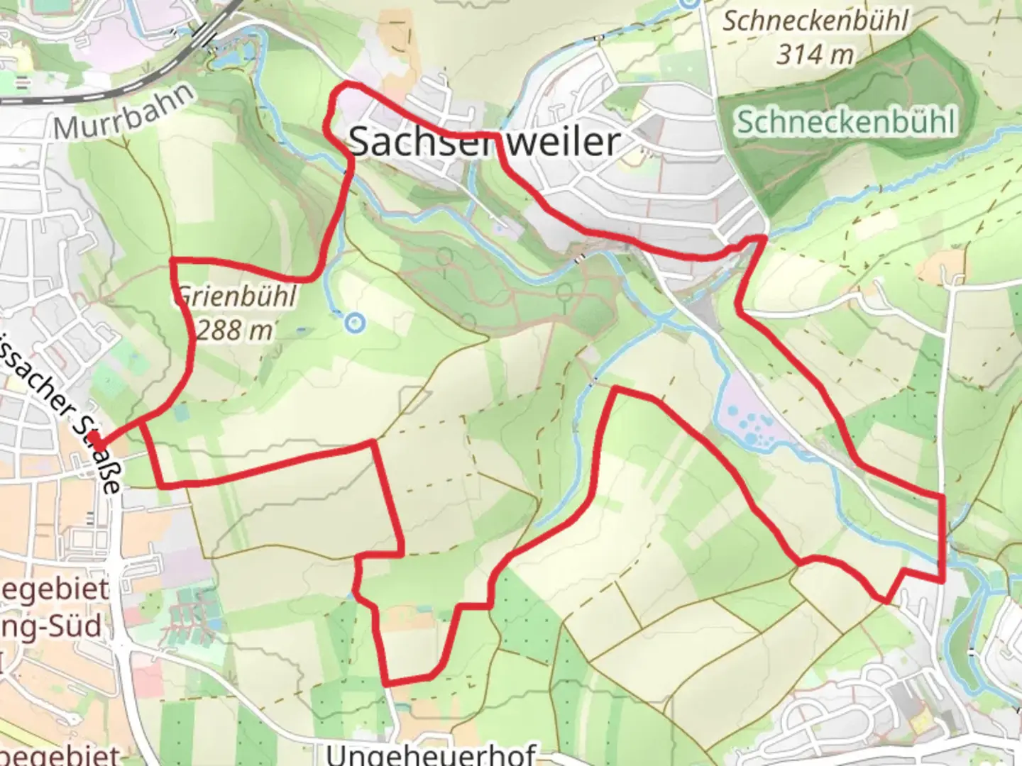 An image depicting the trail Ungeheuerhof Loop and its surrounding area.