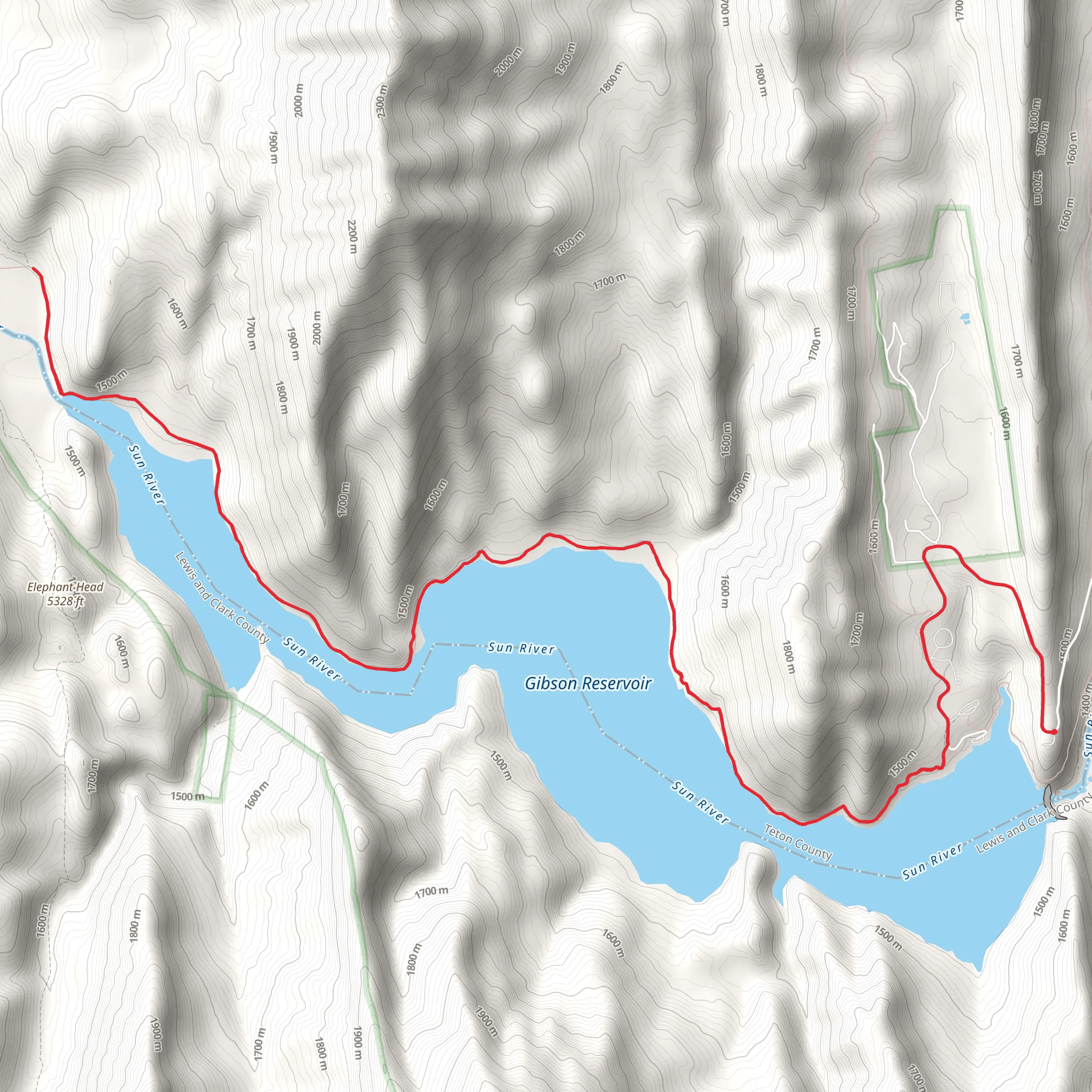 Gibson Reservoir North Shore Trail mobile static map