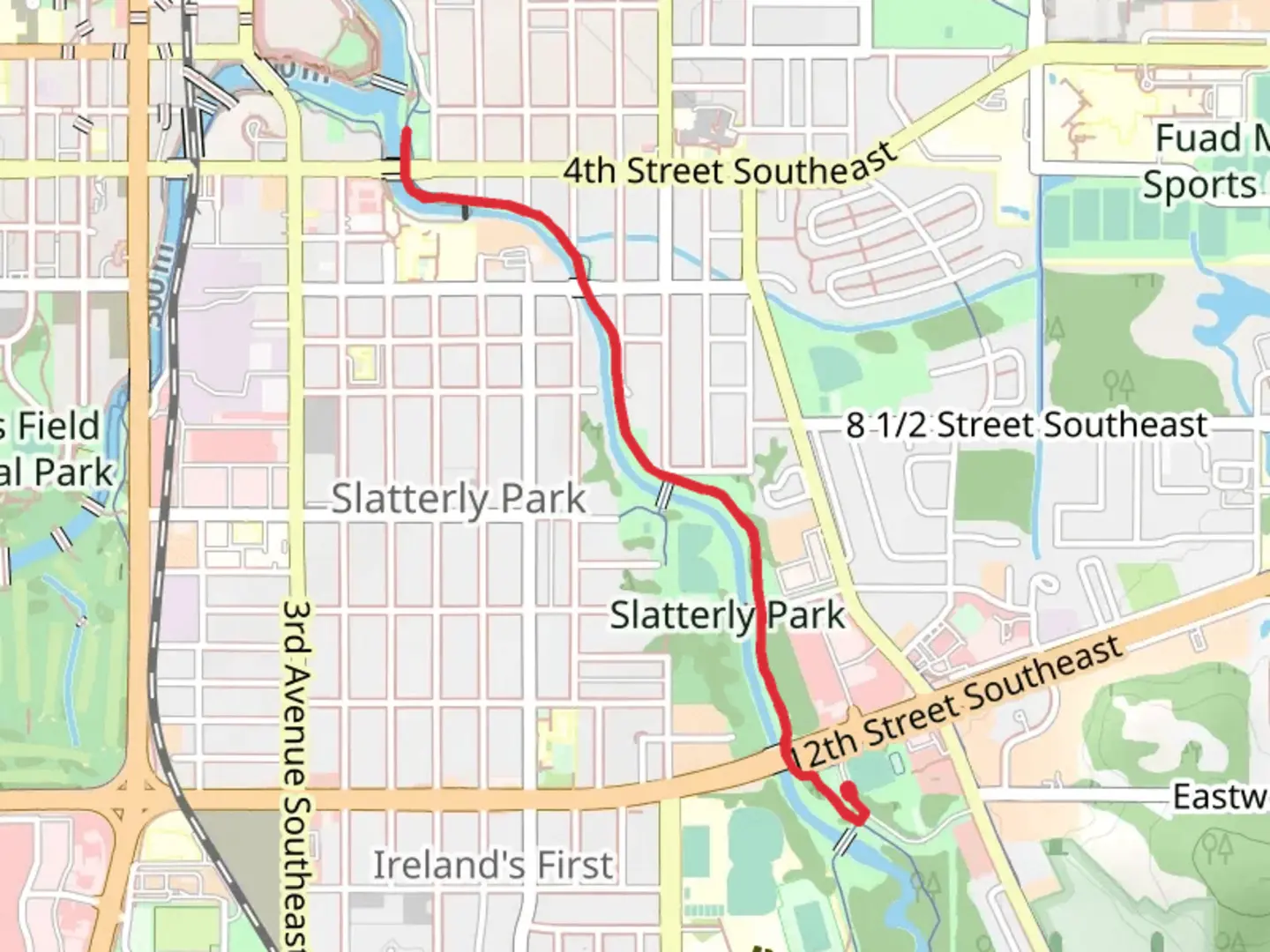 An image depicting the trail Bear Creek Trail - 12th Street Southeast and its surrounding area.