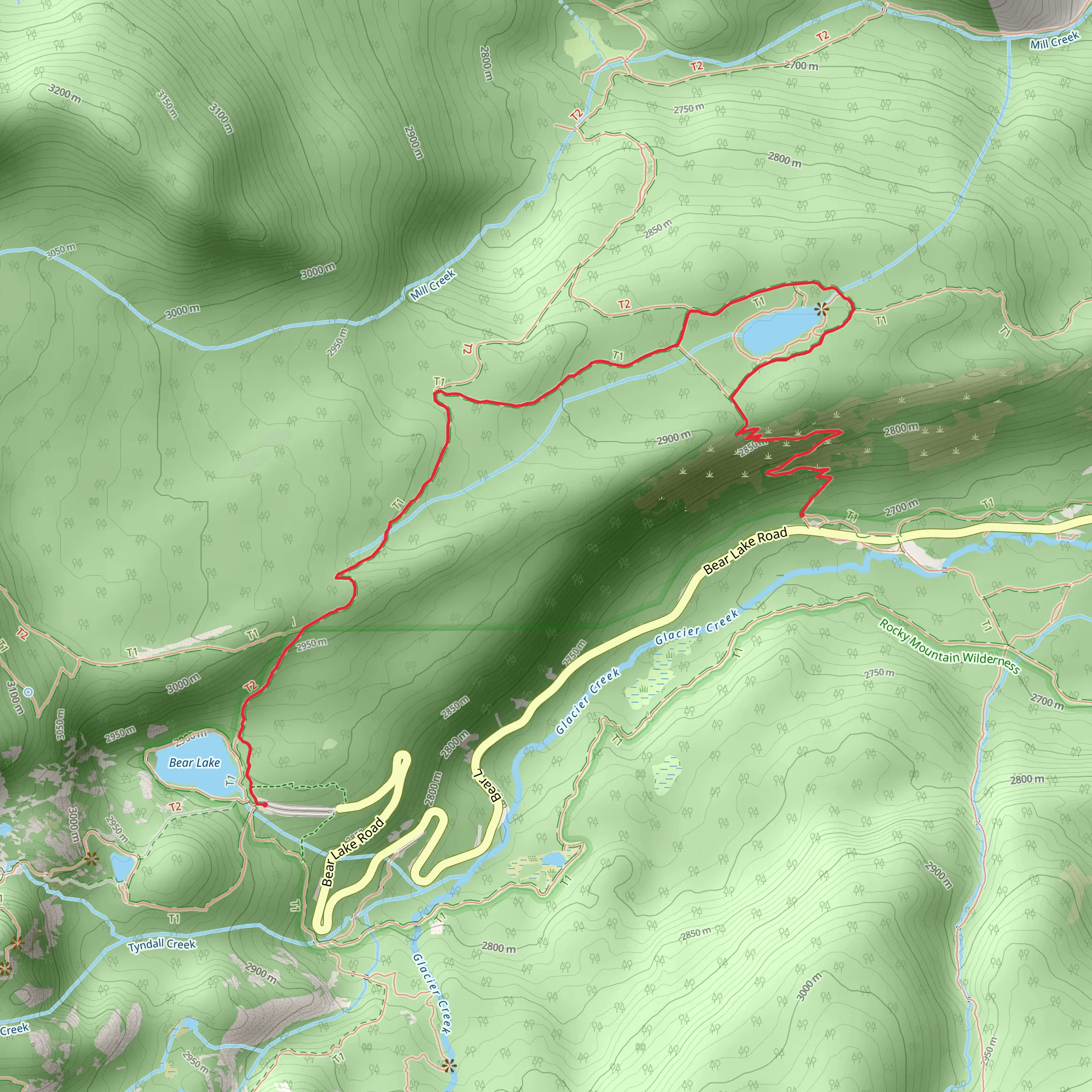 Bear Lake to Bierstadt Lake Trail mobile static map