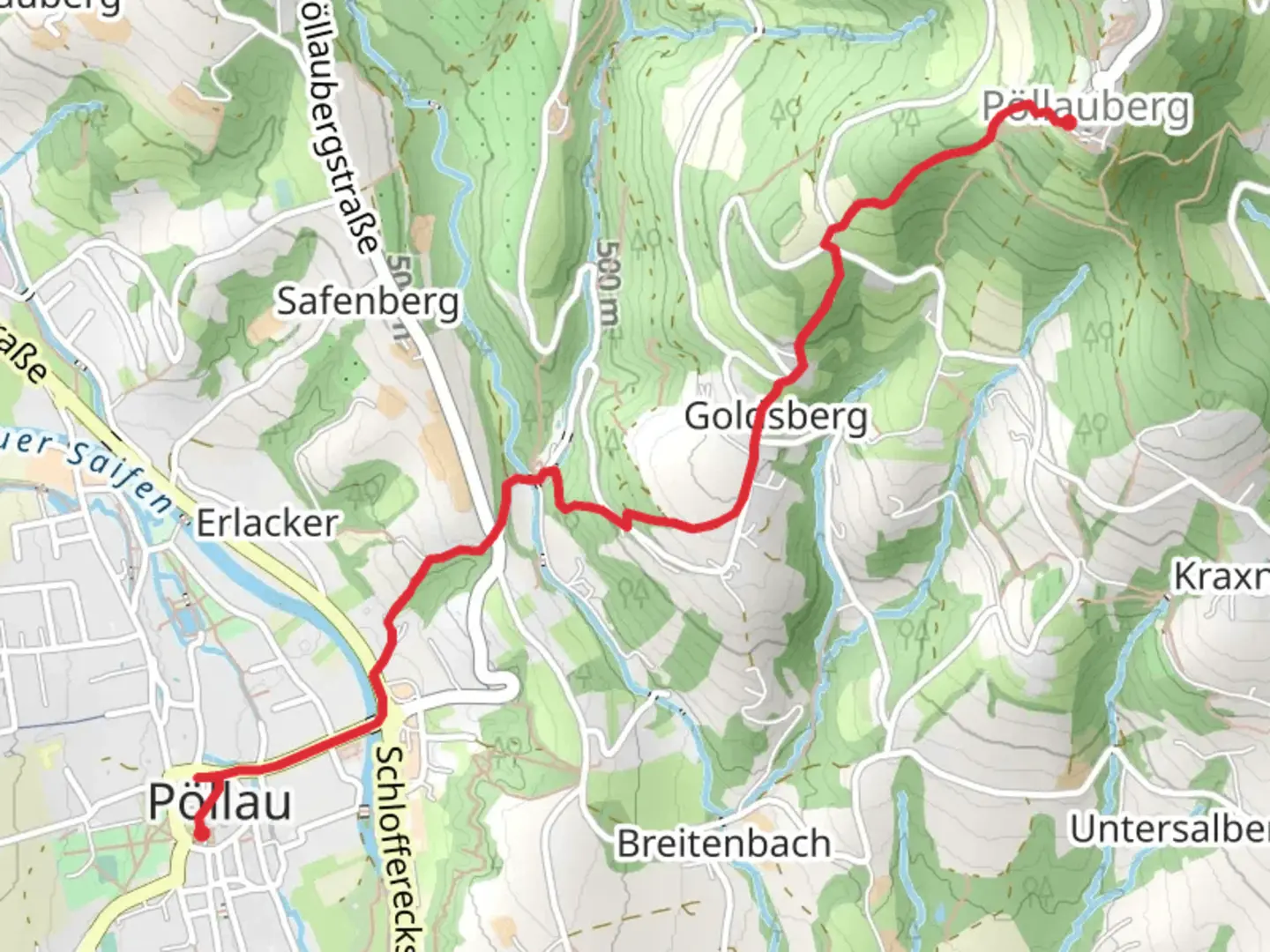 An image depicting the trail Pöllau - Pöllauberg Pilgrims Path and its surrounding area.