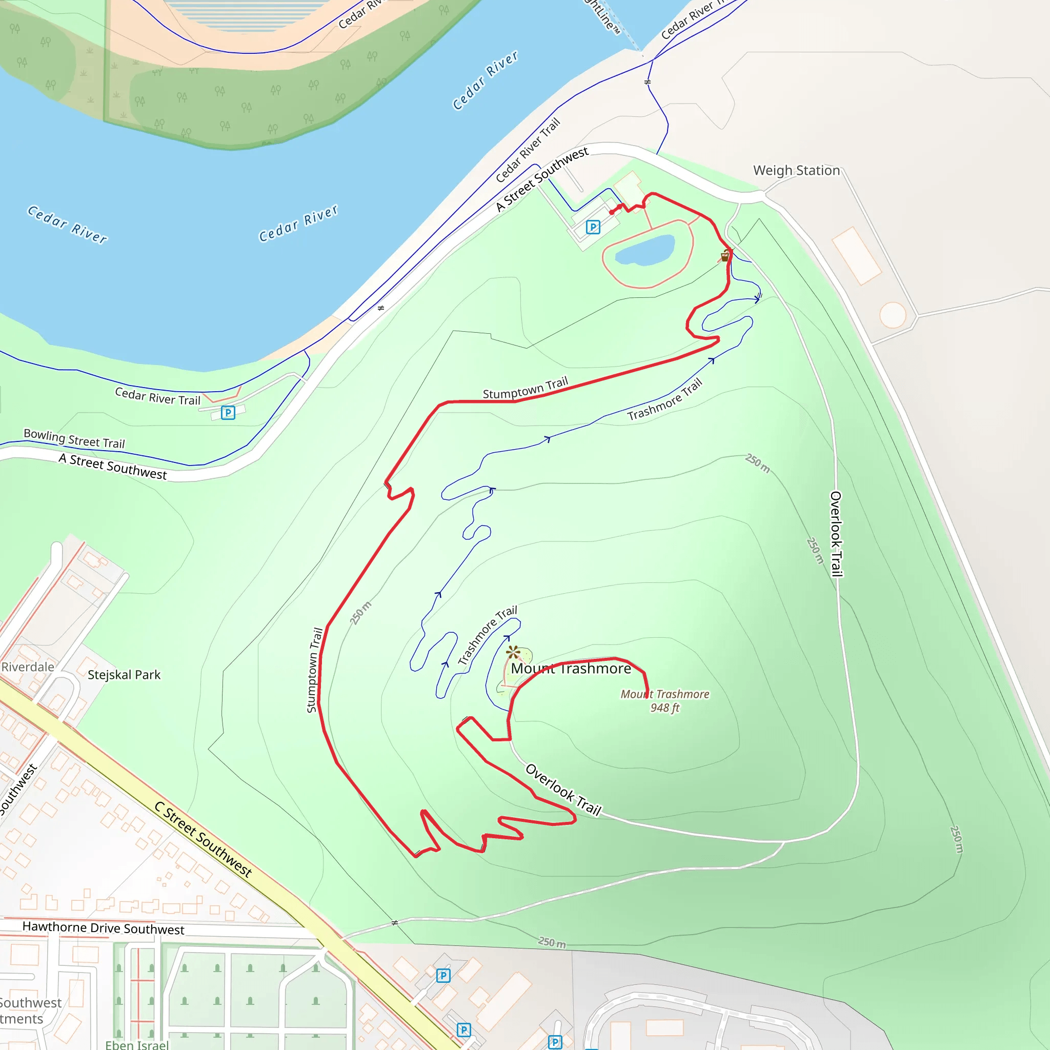 Mount Trashmore via Stumptown Trail mobile static map