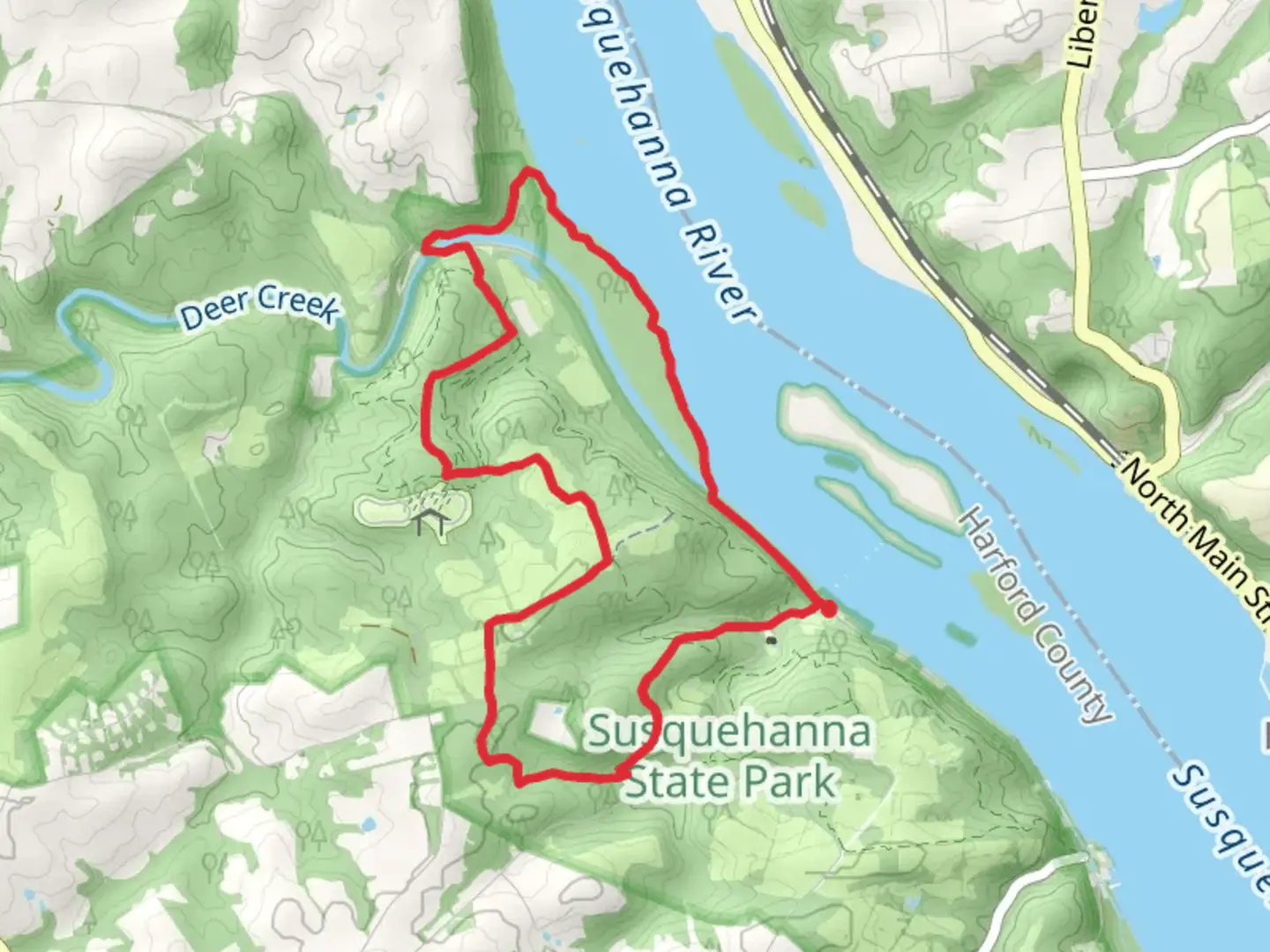 An image depicting the trail Ivy Branch, Deer Creek and Mason-Dixon Loop Trail and its surrounding area.