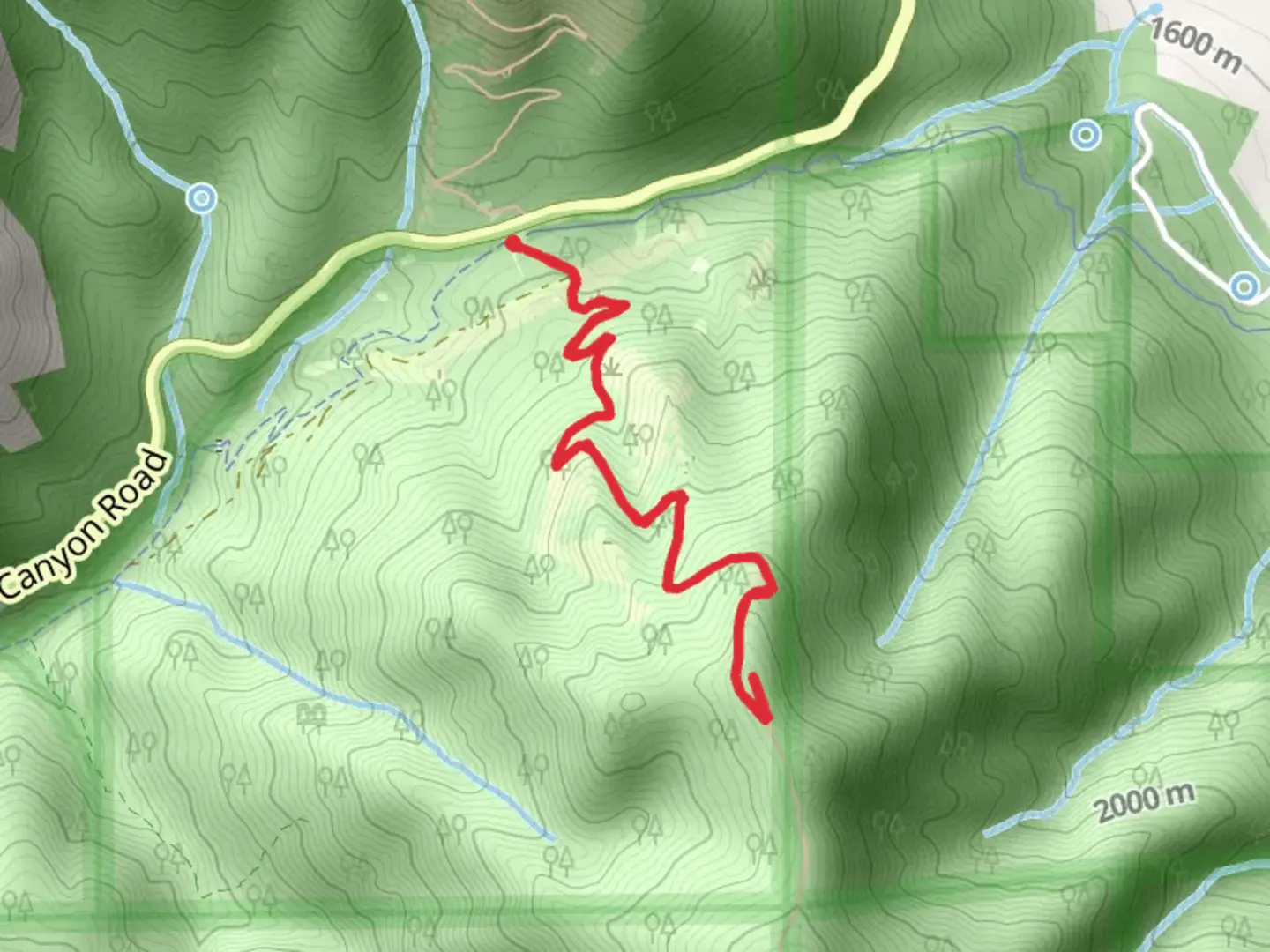 An image depicting the trail Skyline South Trail Out and Back and its surrounding area.