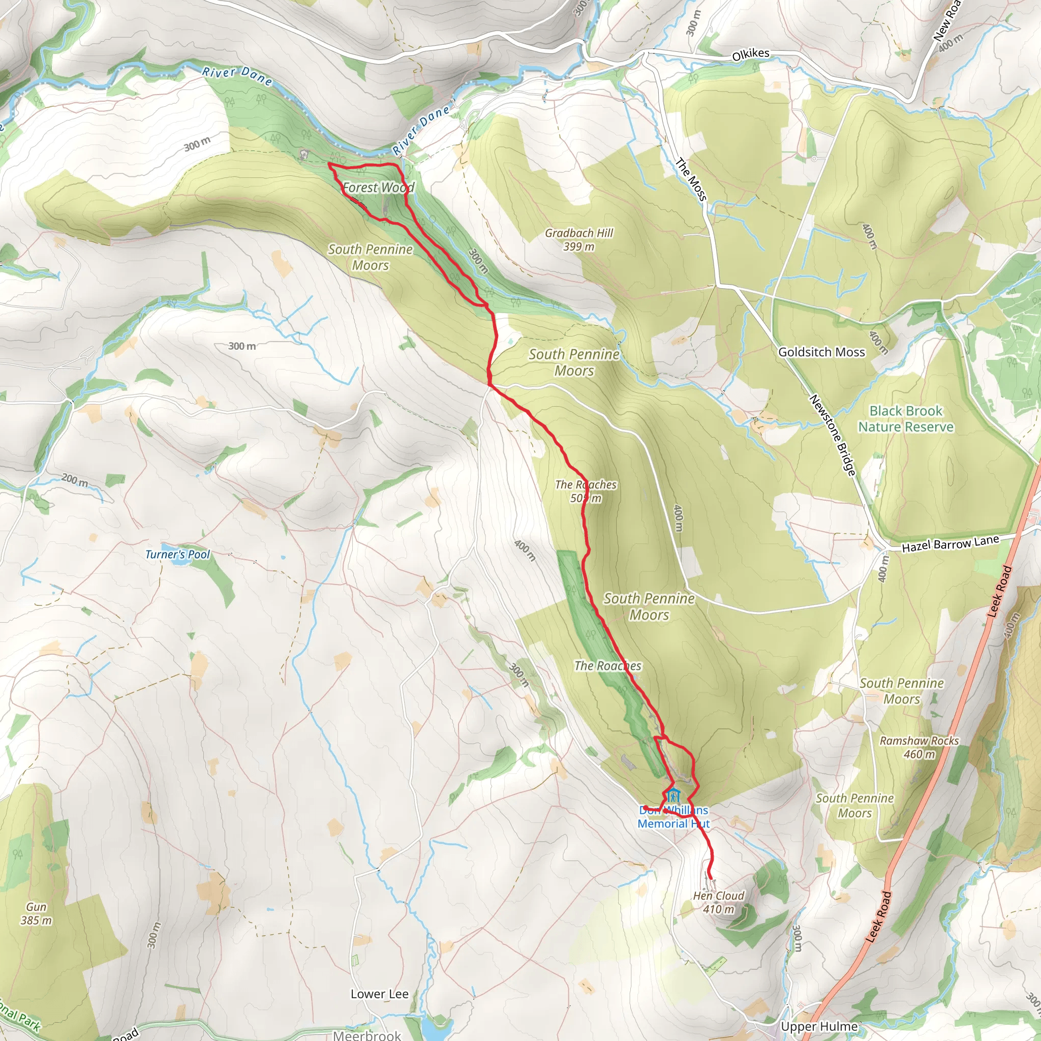 The Roaches, Luds Church and Hen Cloud mobile static map