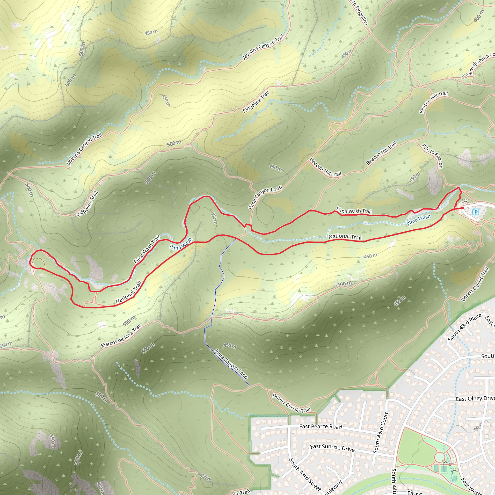 Pima Wash and Maricopa Loop Trail mobile static map
