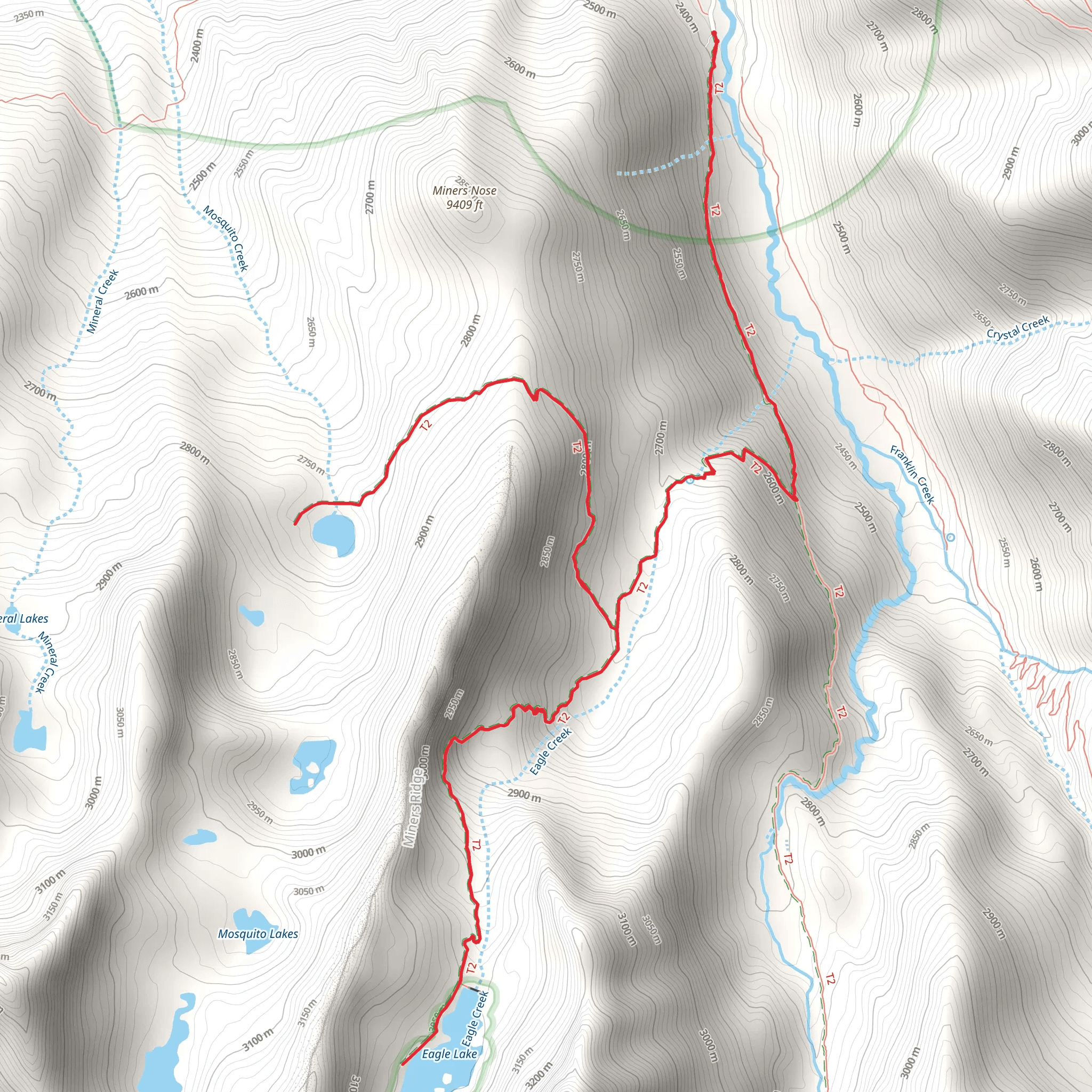 Eagle and Mosquito Lakes Trail mobile static map