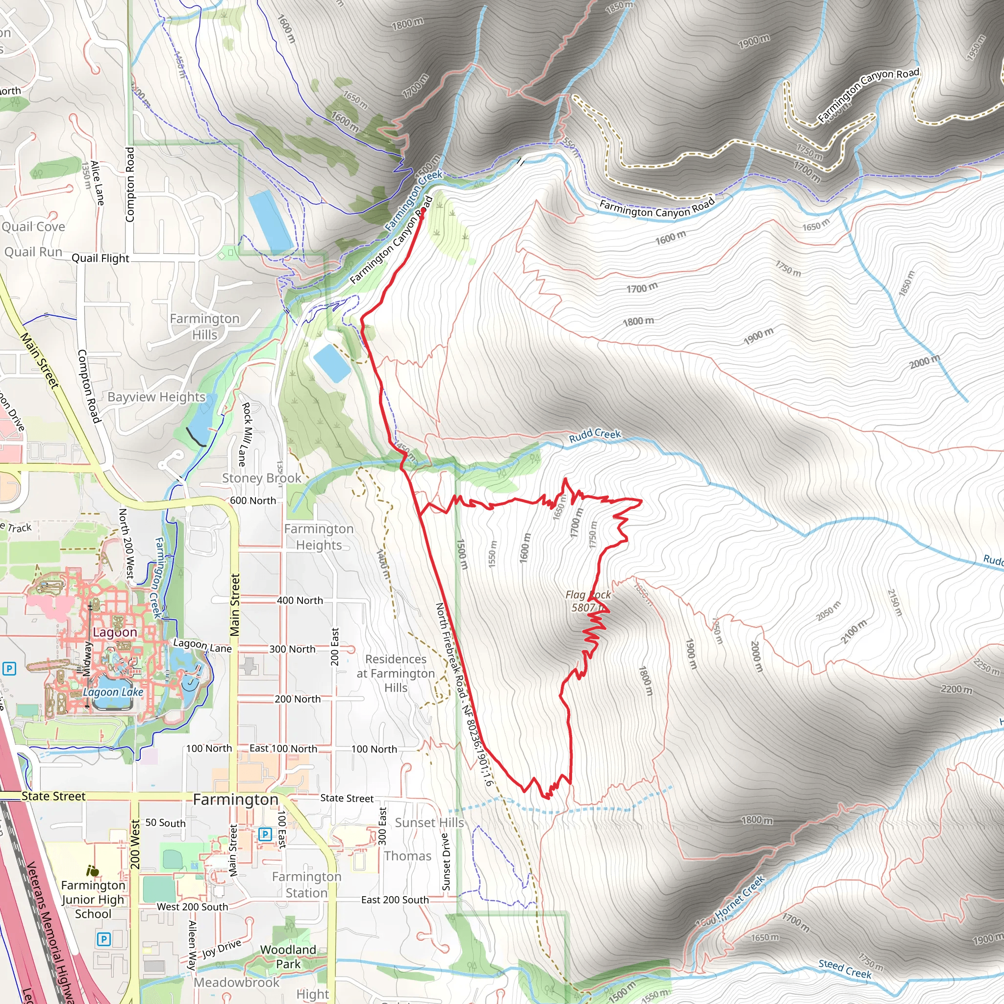 Flag Rock Trail and Patsy's Mine Trail mobile static map