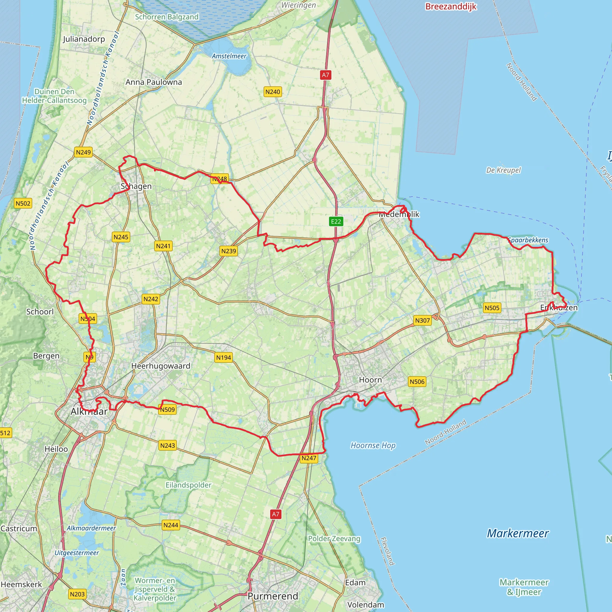 Waterkeringpad, Pannepad and Groetpad Loop mobile static map