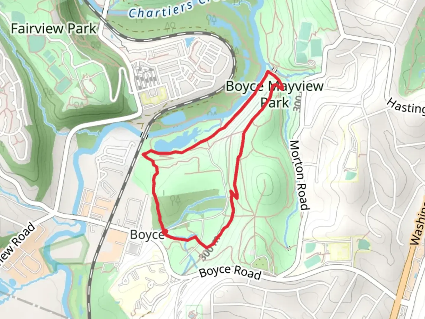 An image depicting the trail Chartiers Creek via Wetlands Trail and its surrounding area.