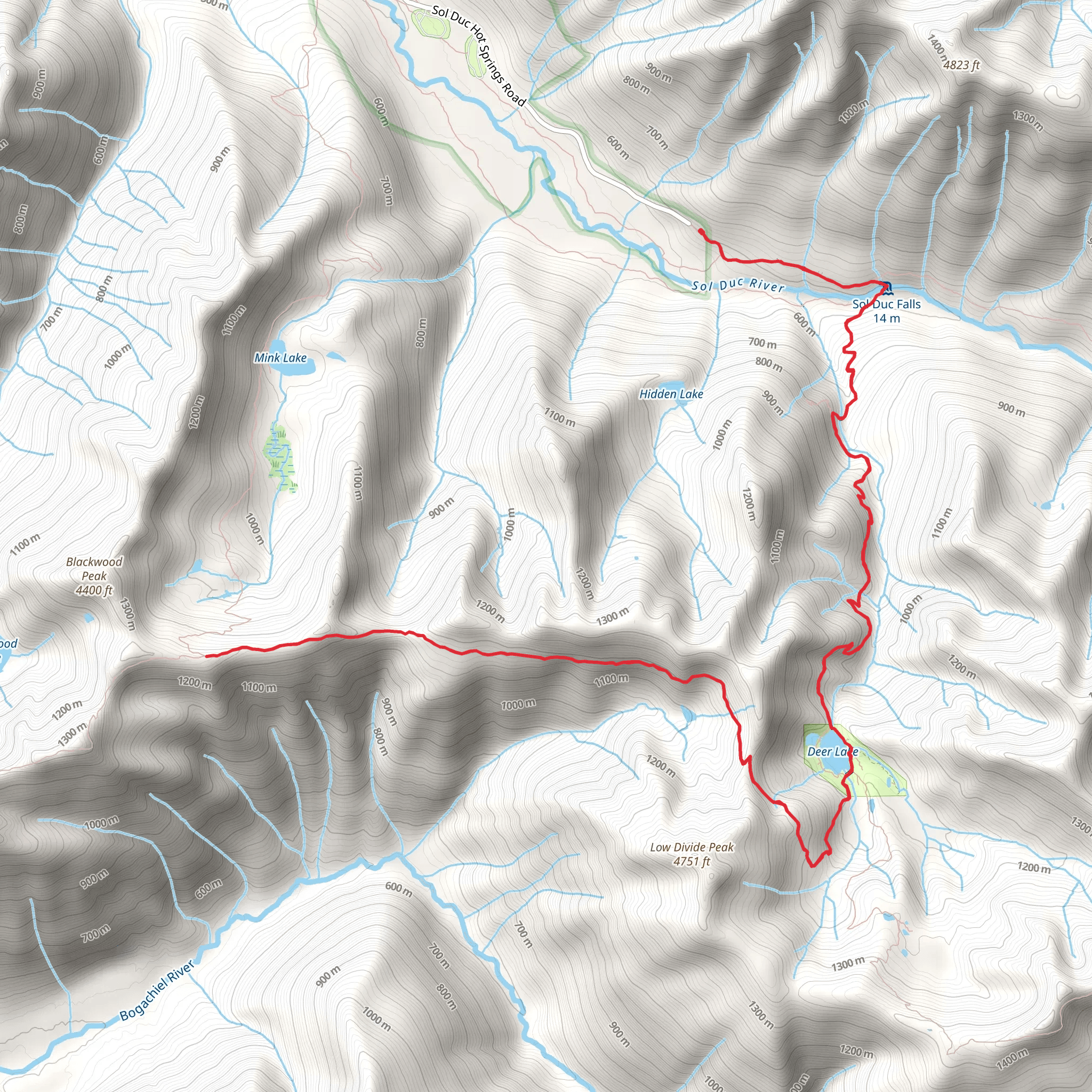 Little Divide via Sol Duc Falls Nature Trail mobile static map