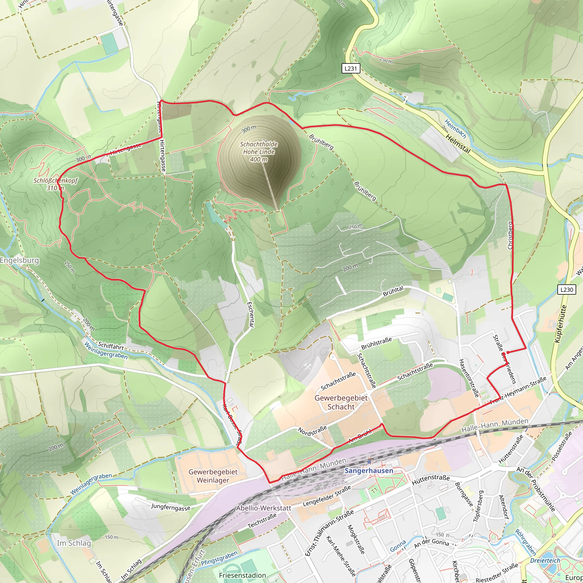 Schachthalde Hohe Linde and Moltkewarte Loop mobile static map