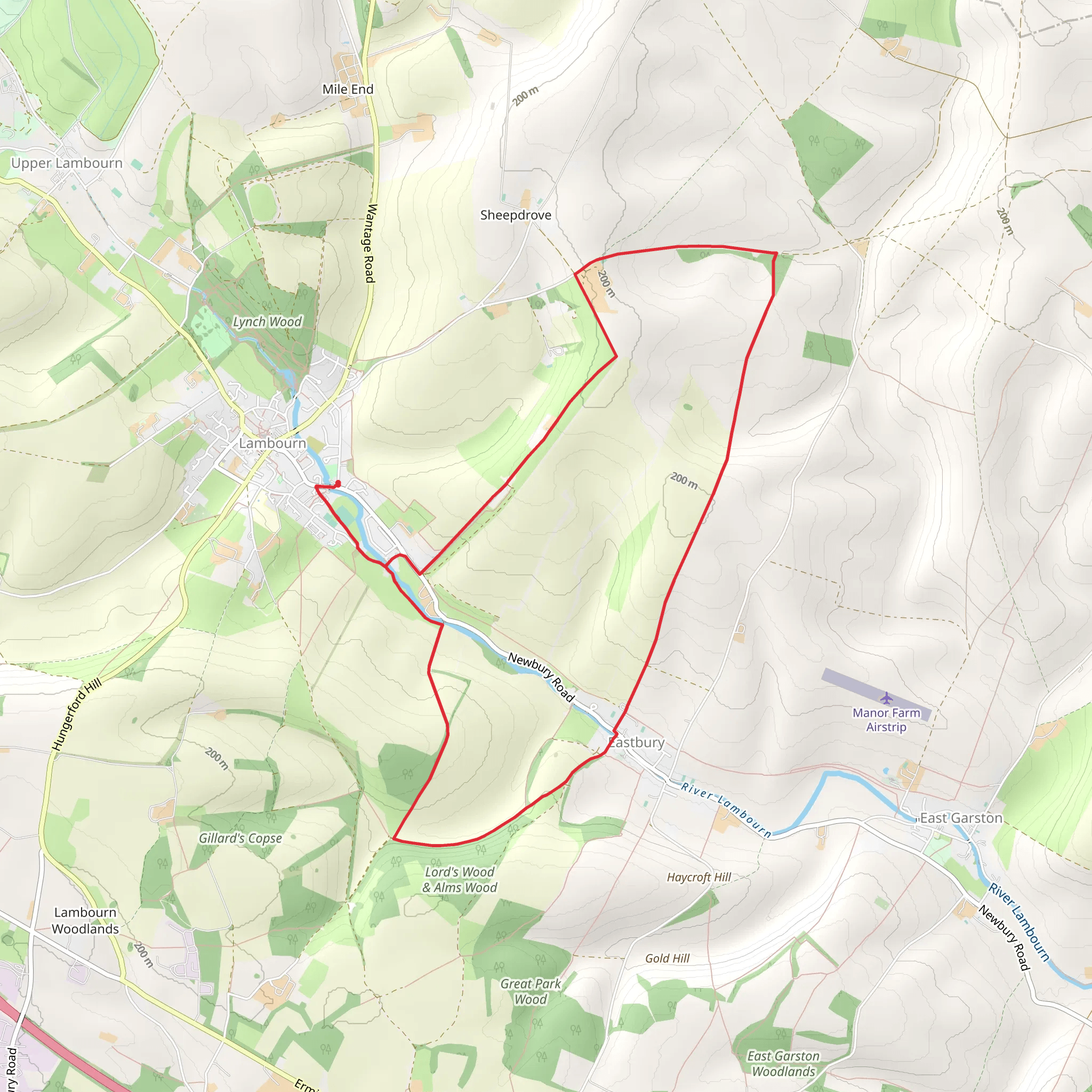 Lambourn and Eastbury Loop mobile static map