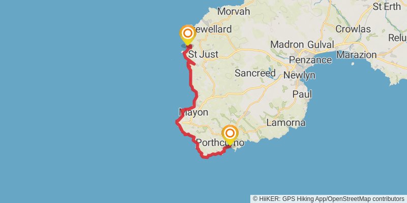 Cornwall Coast Path stage 14 Map
