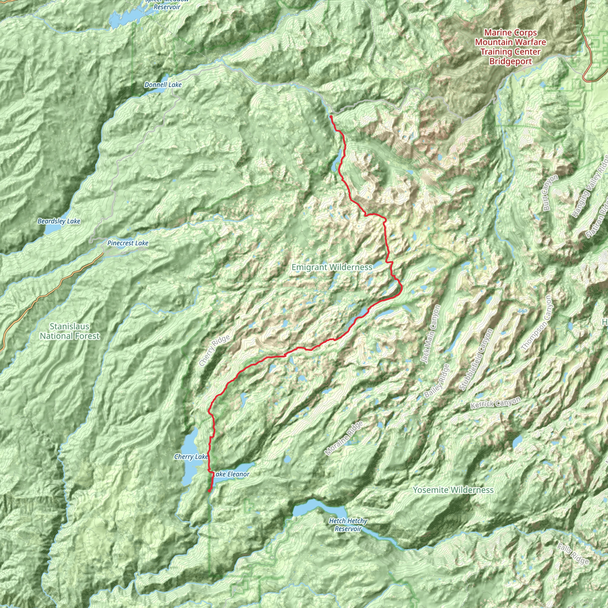 Cherry Lake and Huckleberry Lake via Huckleberry Trail mobile static map