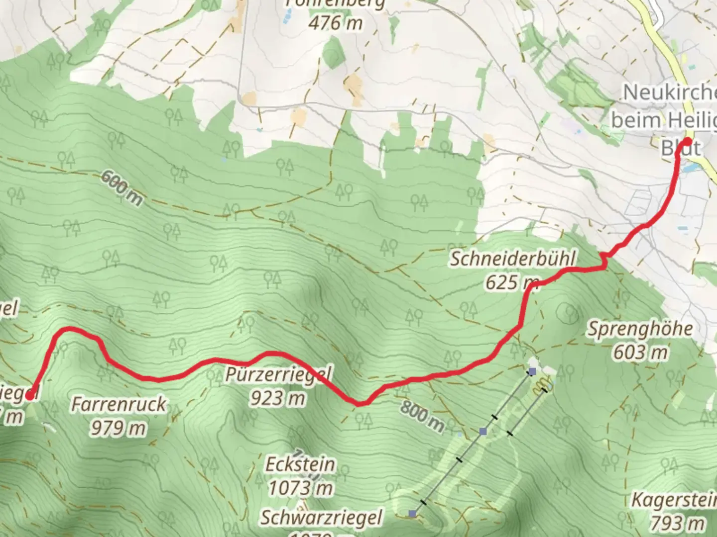 An image depicting the trail Neukirchen beim Heiligen Blut to Diensthutte Hohen Bogen Walk and its surrounding area.