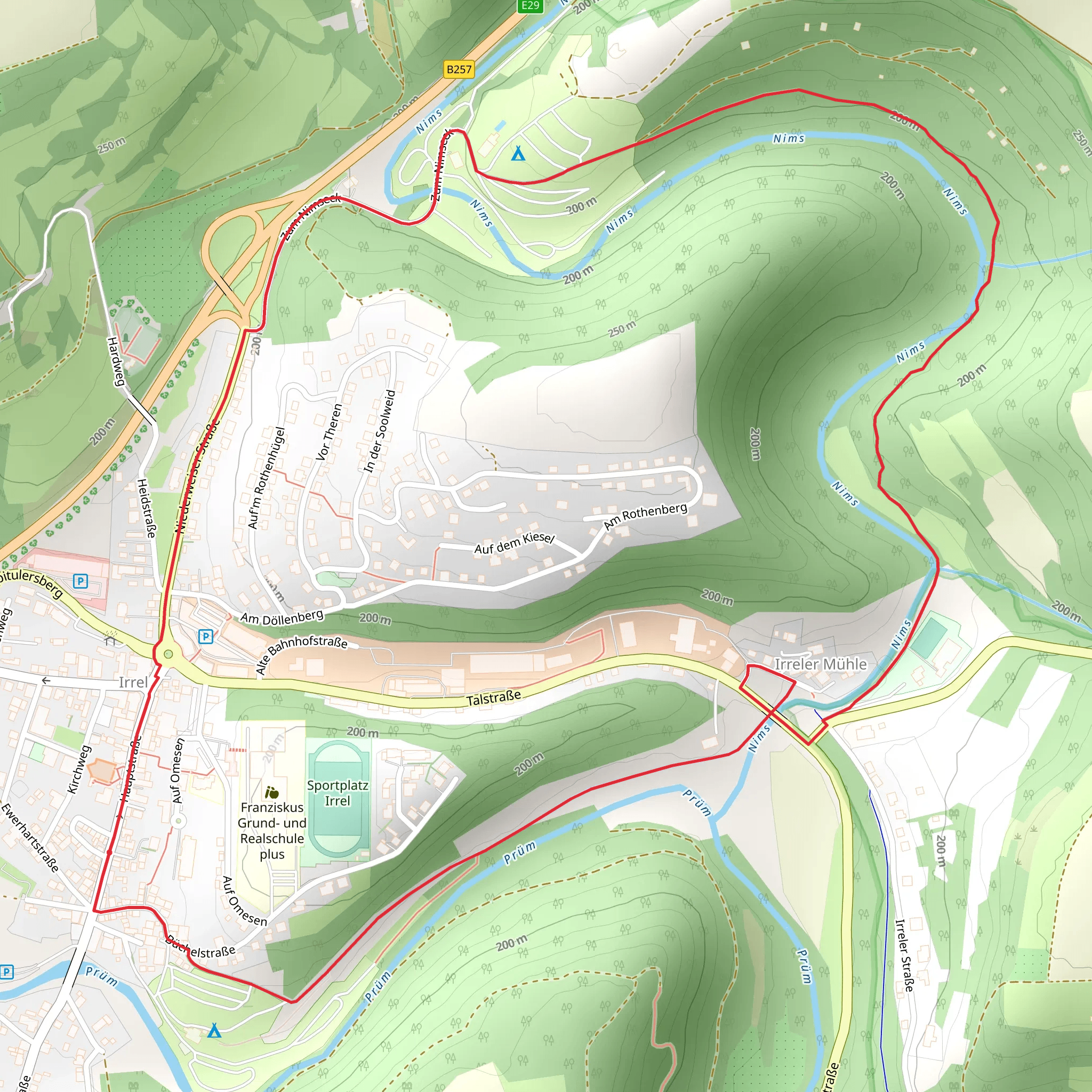 Irrel and Irrelermuhle Loop via Nims mobile static map