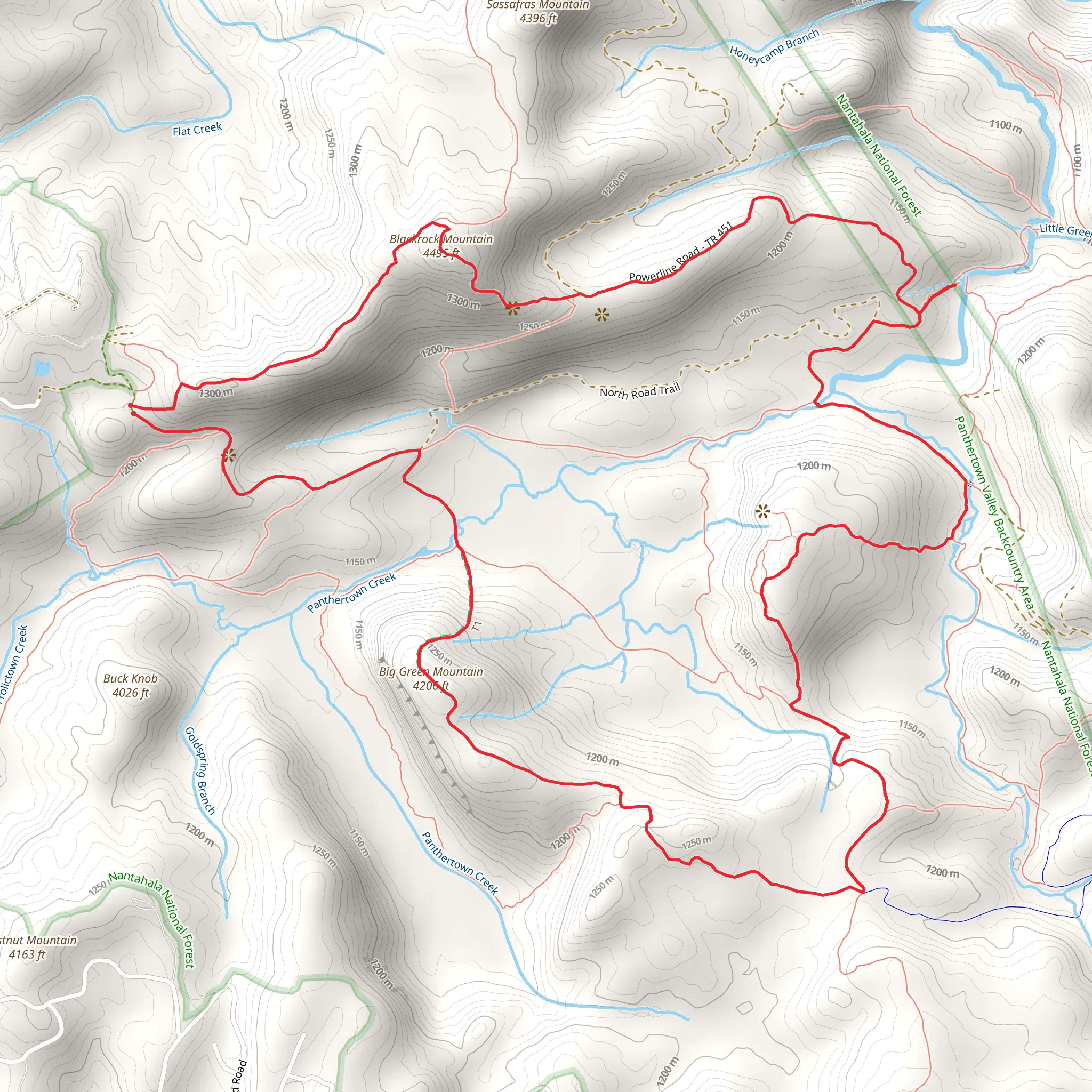 Blackrock Mountain, Little Green Mountain and Big Green Mountain Loop mobile static map