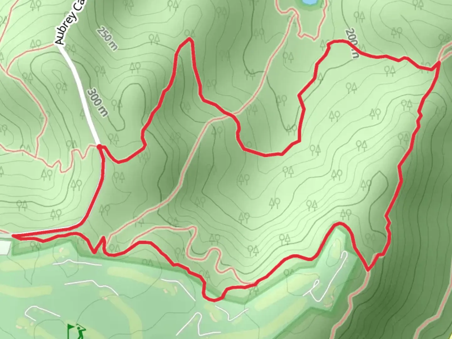 An image depicting the trail Lick Skillet, Meredith and Golf Course Loop Trail and its surrounding area.