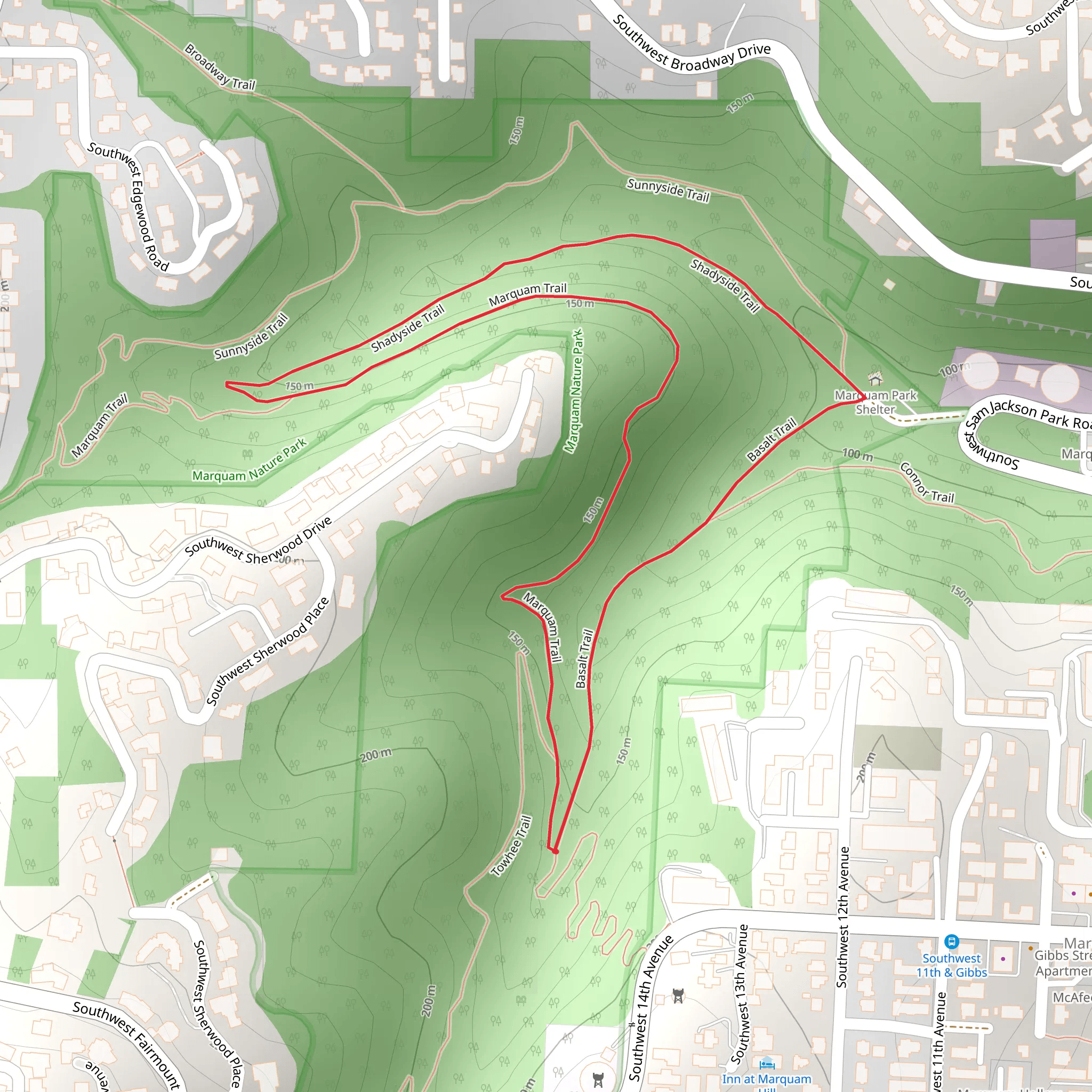 Marquam and Shadyside Loop mobile static map